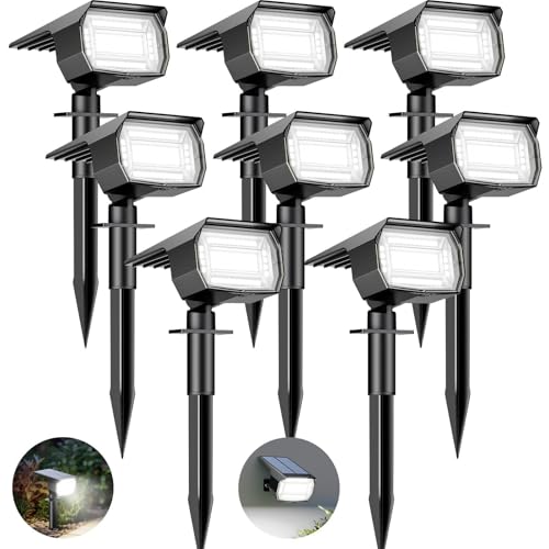 Detalle de btfarm Lot de 8 Spots Solaires Extérieurs 72 LED – IP65, lumière blanche 6500K, 120°