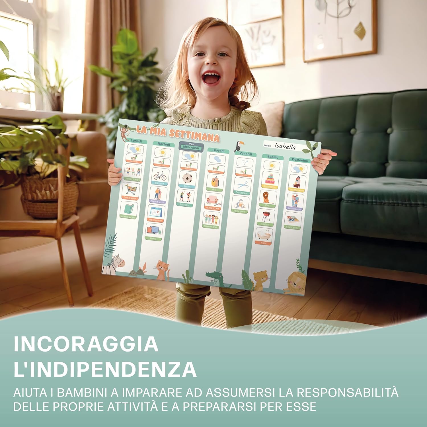 Thumbnail 2 de Mini Mindz Agenda settimanale per bambini – Lavagna magnetica Montessori con 196 magneti