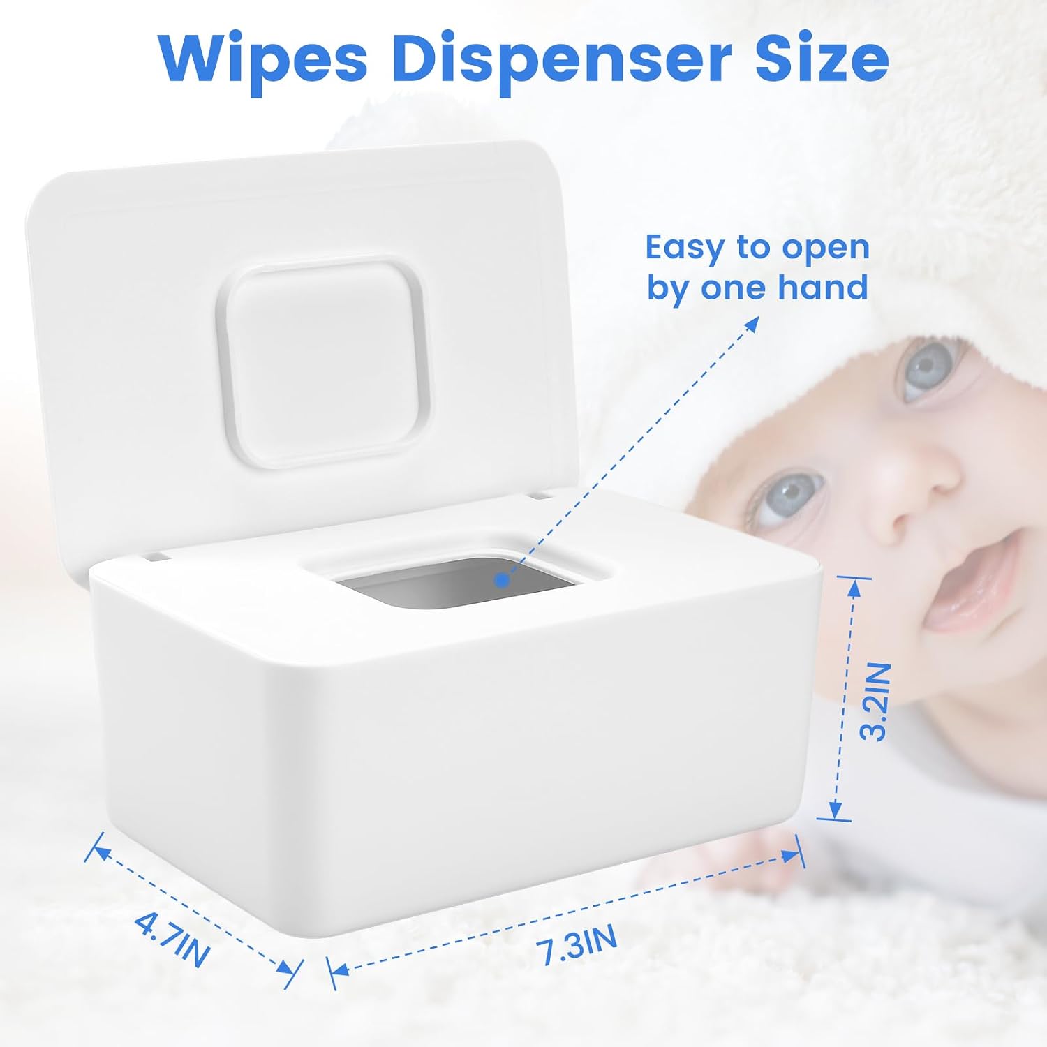Detalle de Lijroavy QLH7002 Baby Wipes Dispenser, White Refillable Holder with Sealing Lid