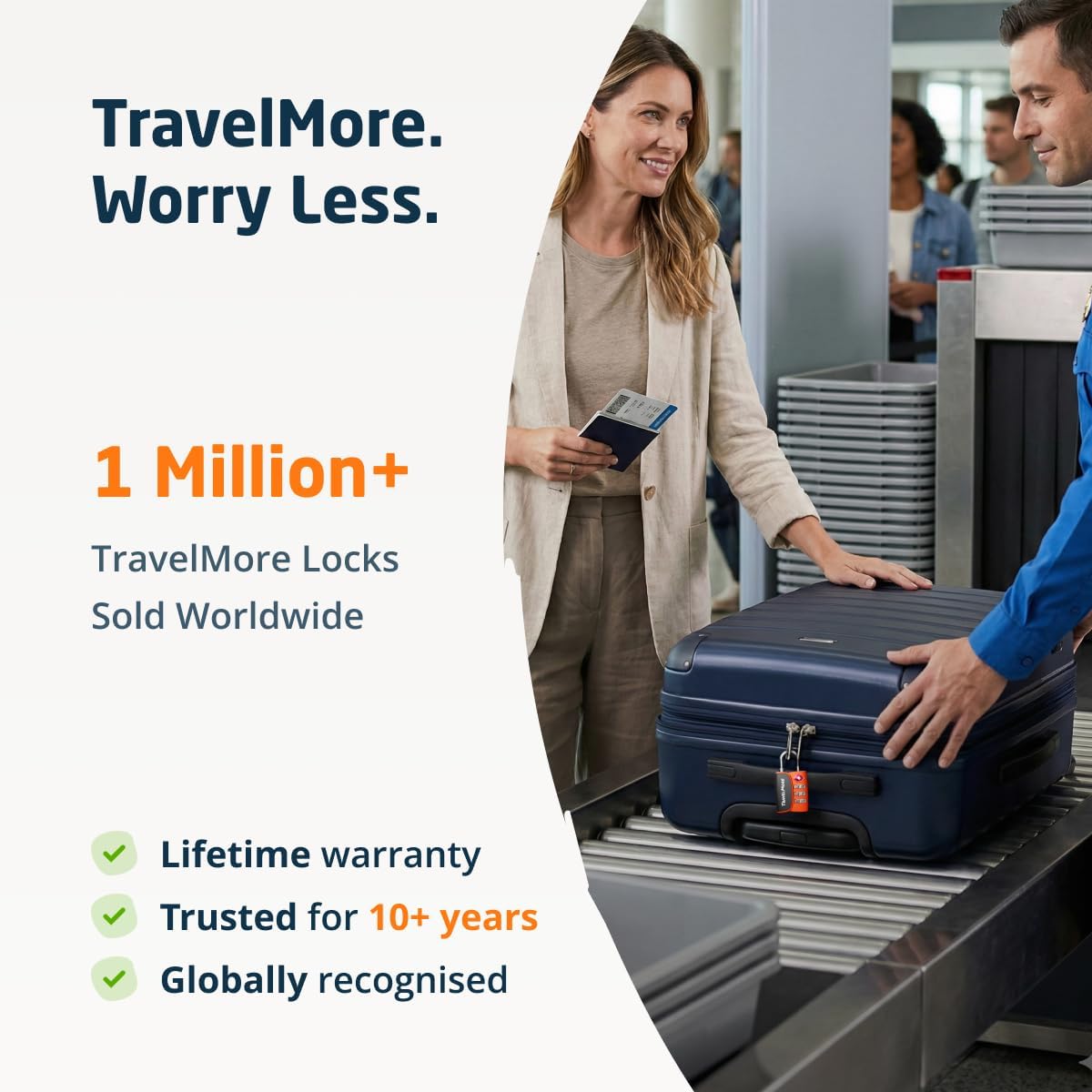 Thumbnail 6 de 2-Pack TSA Approved 3-Digit Luggage Locks with Open Alert Indicator (Orange) for Travel