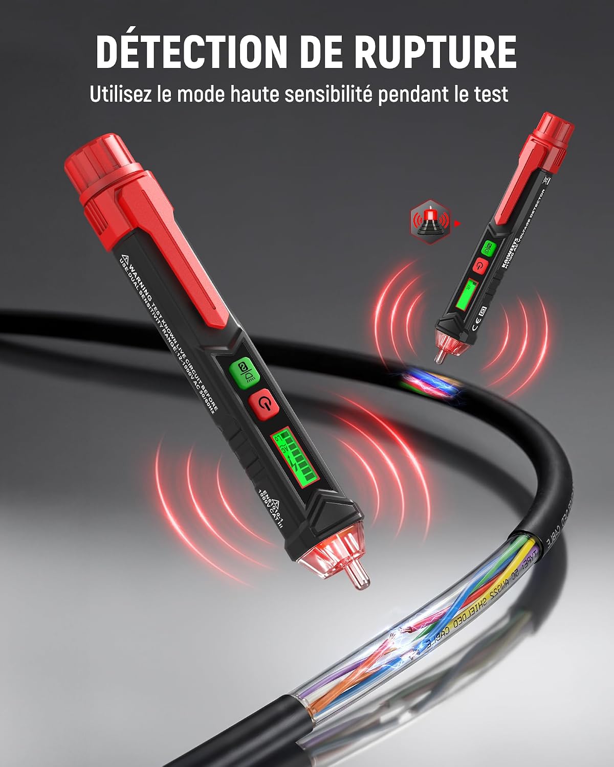 Thumbnail 6 de KAIWEETS HT100 Détecteur de tension 12V–1000V