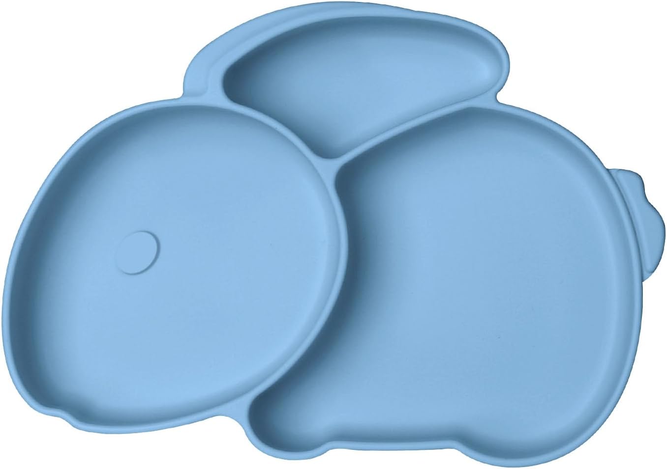 Vicloon Piatto per Bambini in Silicone con 3 Aree e Ventosa Blu Coniglio
