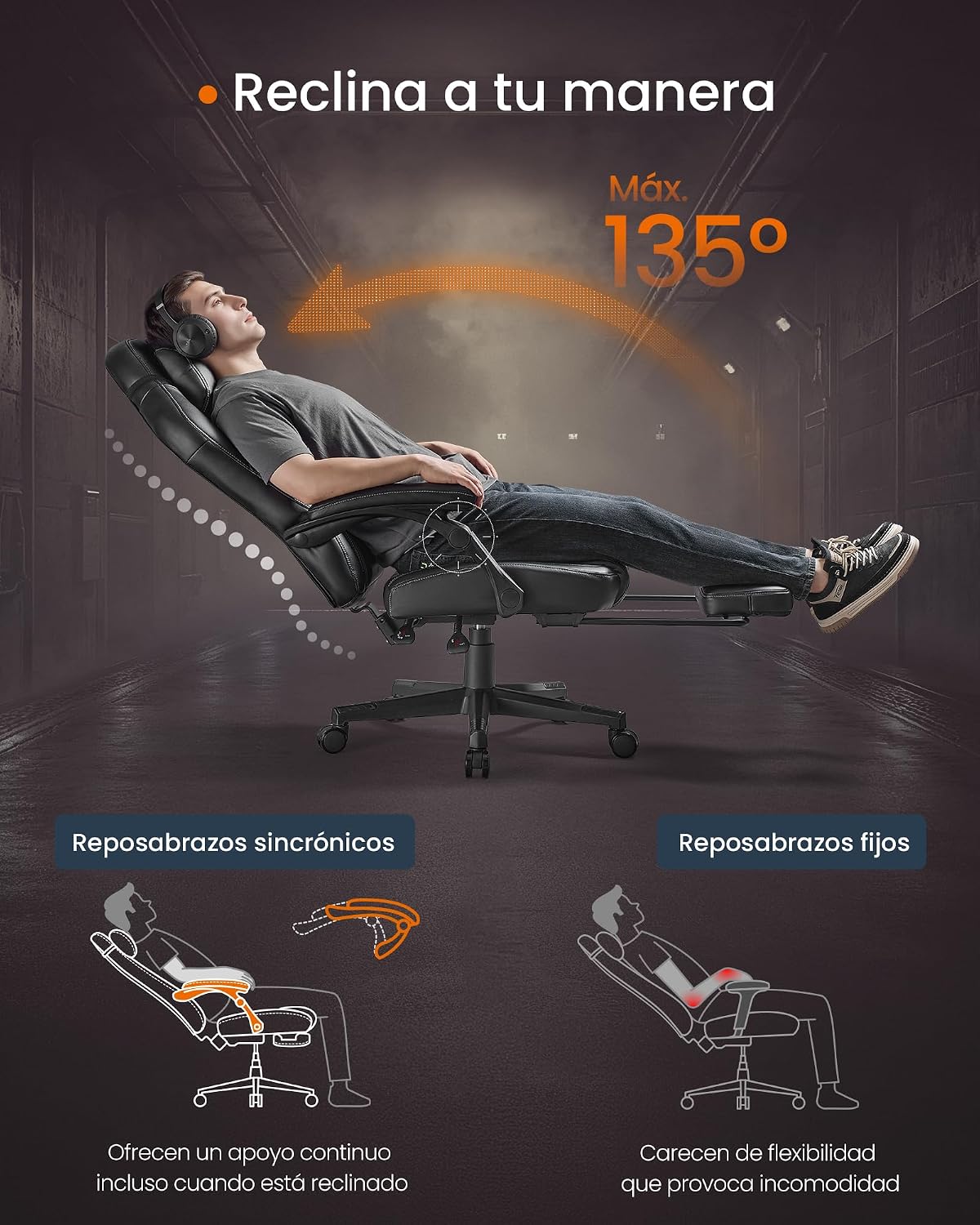 Thumbnail 3 de SONGMICS HOME Silla Racing ergonómica con reposapiés