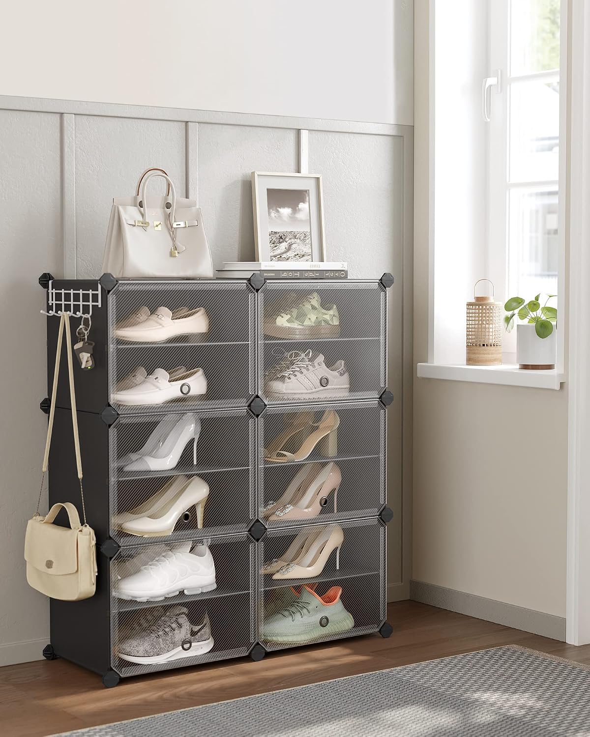 Detalle 2 de SONGMICS Damion Collection LPC033B01 Interlocking Shoe Rack, 6 Doors, Black