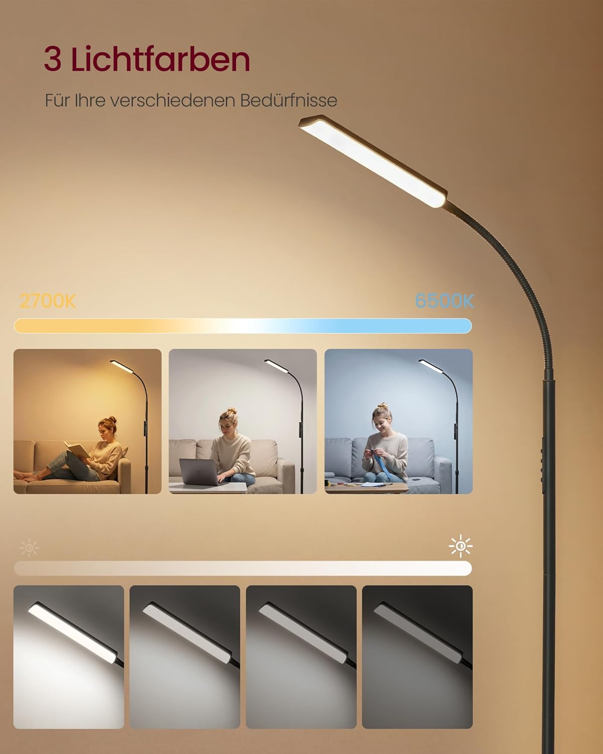 Thumbnail 4 de VASAGLE Stehlampe LFL007BD02 – verstellbar, dimmbar und fernsteuerbar
