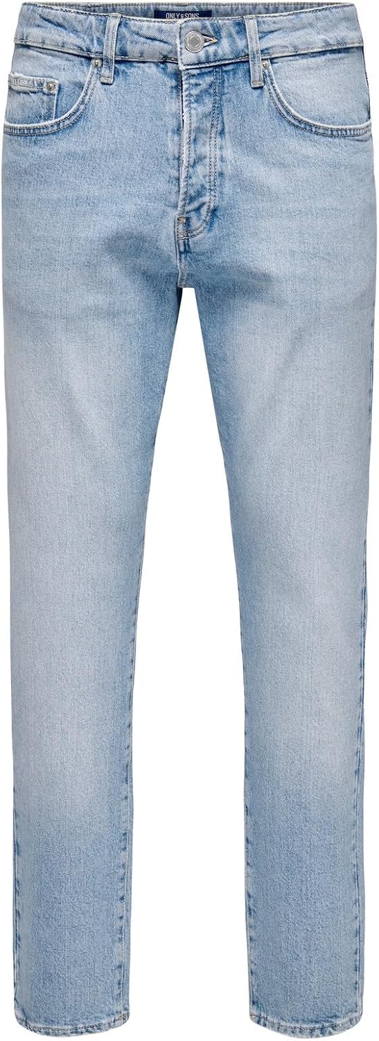 Only & Sons Ruban Adhésif Onsyoke : Jeans Homme droit, denim délavé, 99% coton