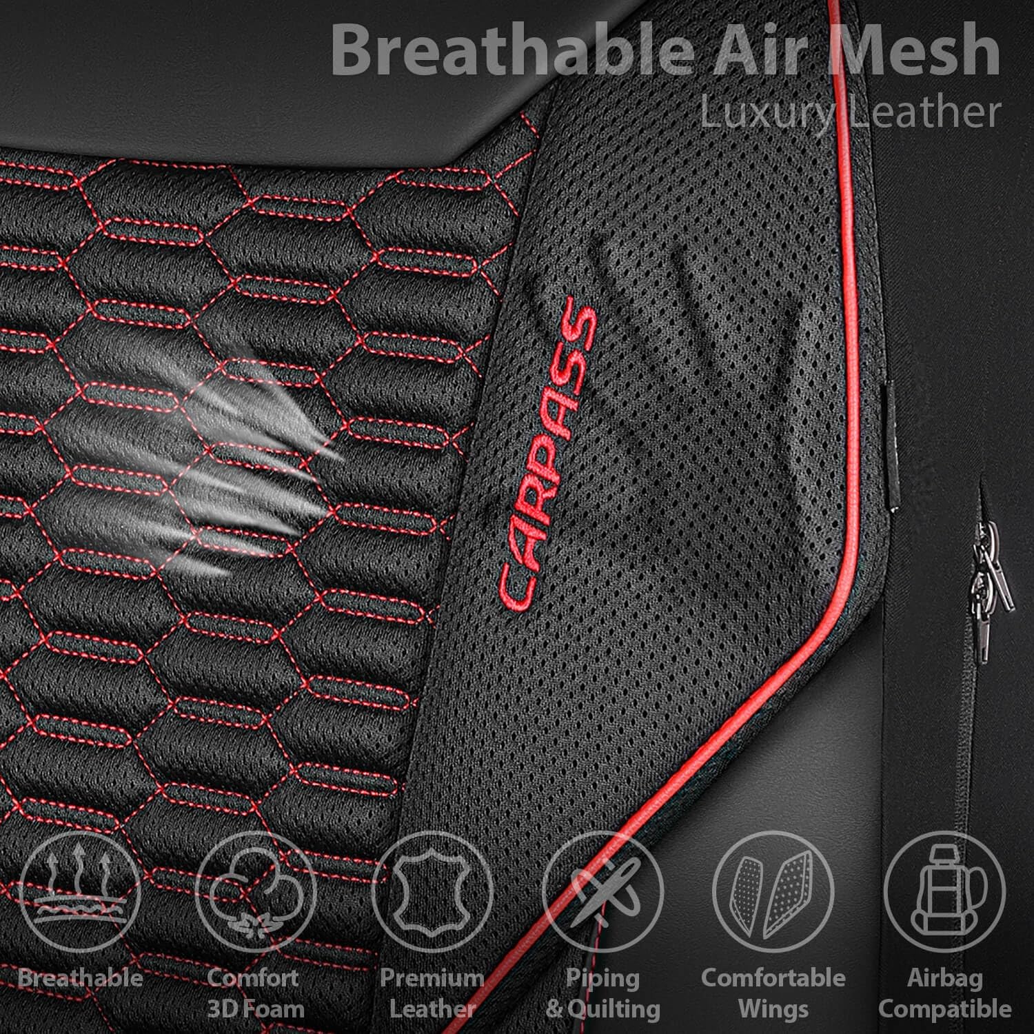 Thumbnail 5 de CAR PASS 3D Foam Mesh Leather Seat Covers, Universal