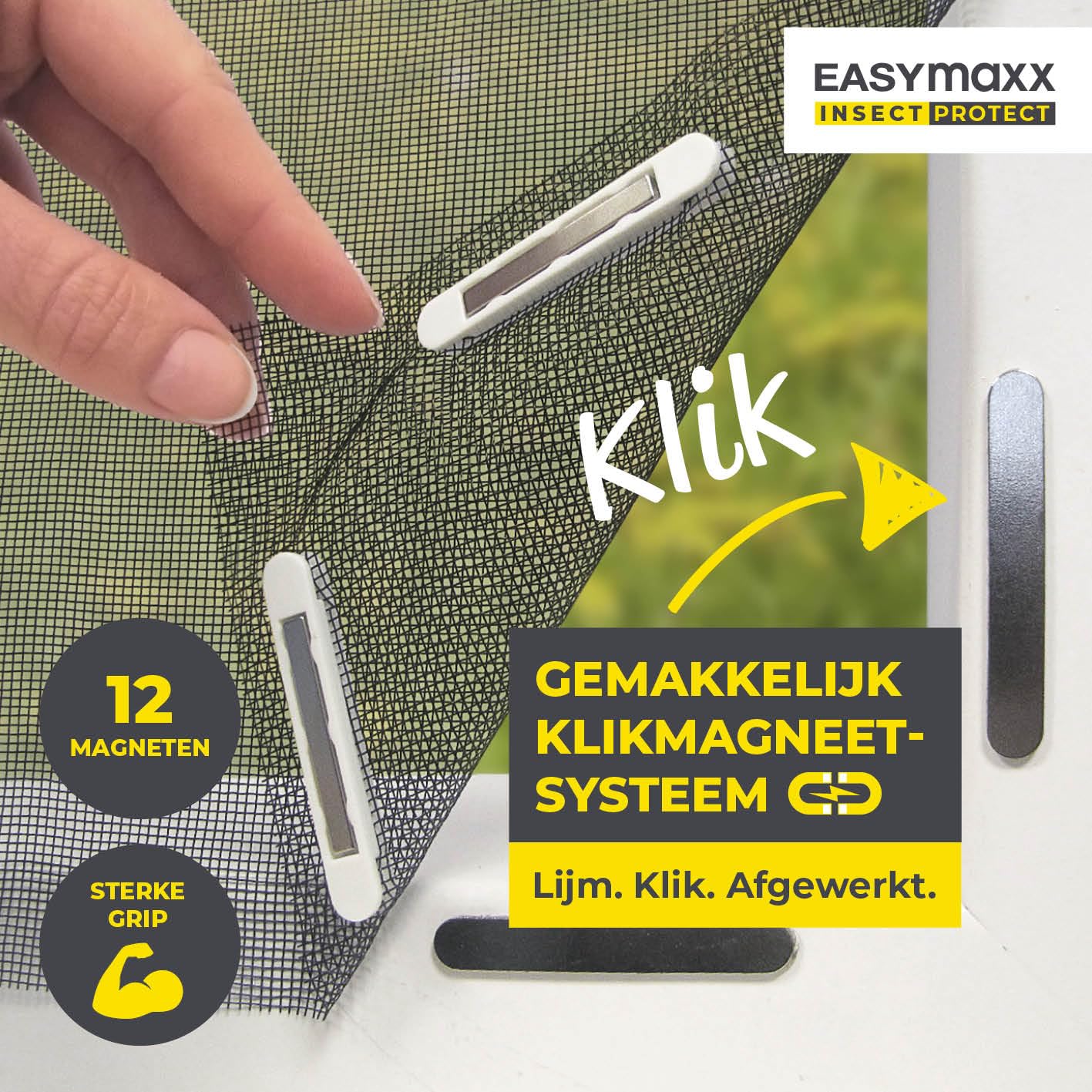 Detalle 2 de EASYmaxx 03771 Magic Click raamhor, zwart, op maat tot 150 x 130 cm