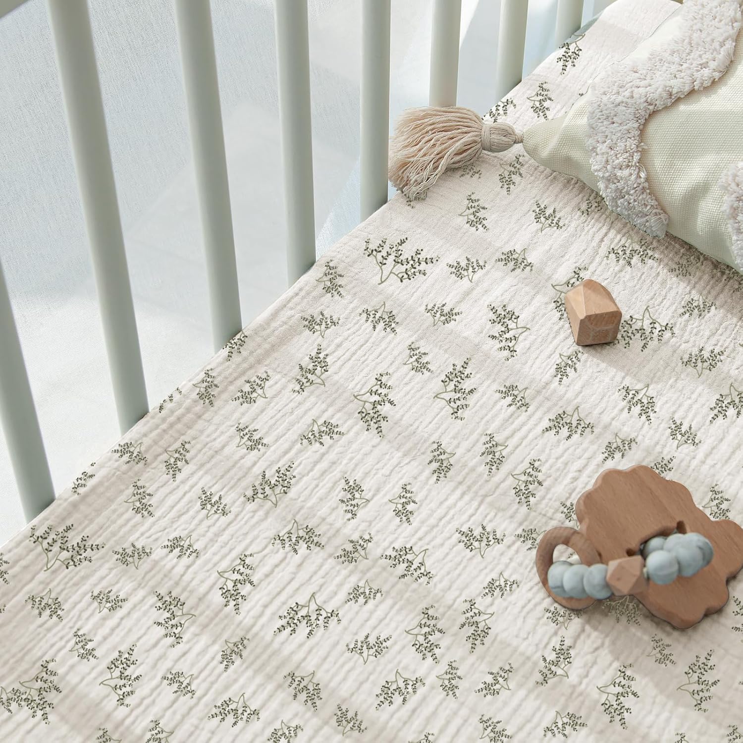Thumbnail 6 de lulumoon Muslin Crib Sheets, 2-Pack, 100% Cotton, Leaf Print, 28" x 52