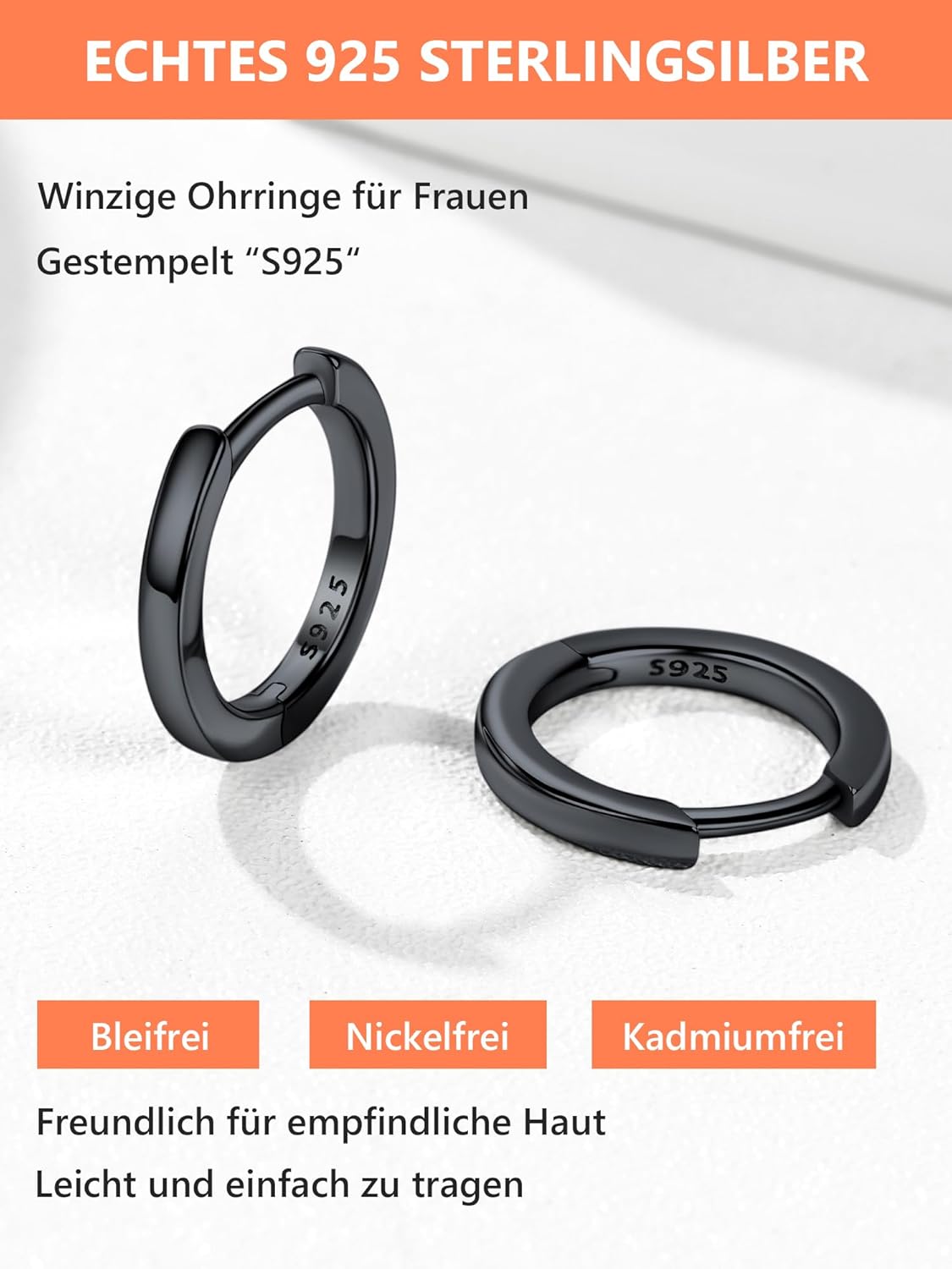 Thumbnail 3 de Silvora Kleine Creolen Silber 10 mm – 925 Silber Huggie Creolen für Damen & Herren