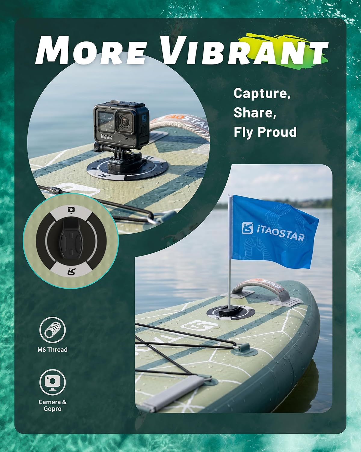Detalle de iTAOSTAR City Park 12' x 35" Extra Wide Paddle Board with Seat — All-in-One Premium SUP Kit
