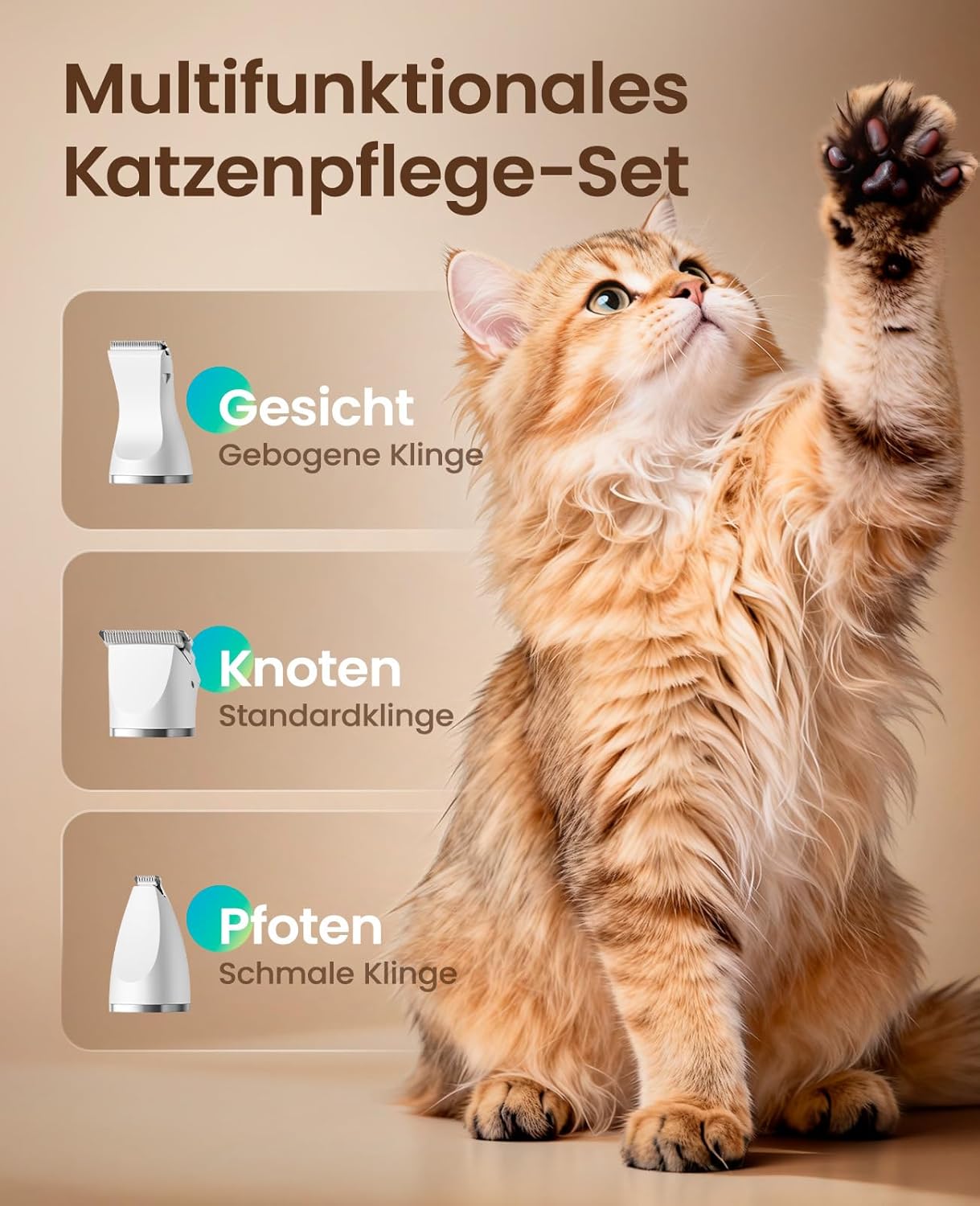 Thumbnail 1 de oneisall 3-in-1 Schermaschine für Katze & Hund – Pfotentrimmer mit LCD, leise und mit austauschbaren Köpfen