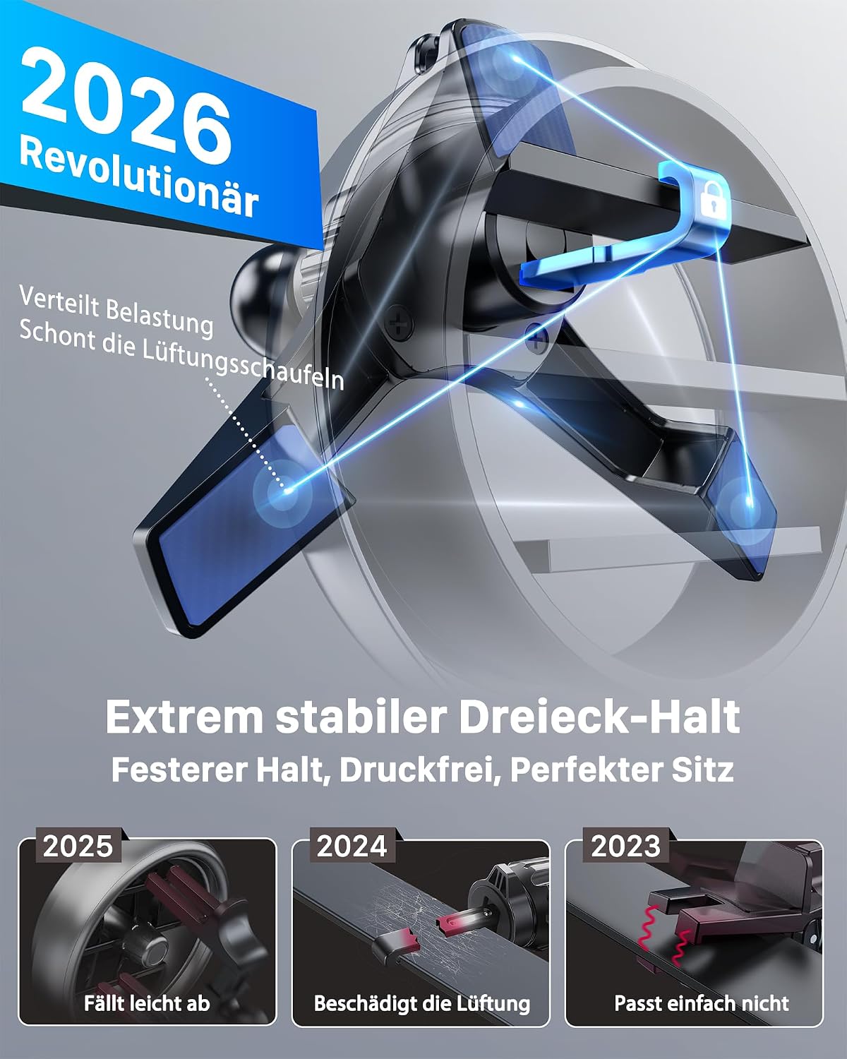 Thumbnail 2 de YOSH 2.0 Upgrade Auto-Handyhalterung für runde Lüftung – kompatibel mit Audi, Mini Cooper, Mercedes-Benz und großen Smartphones