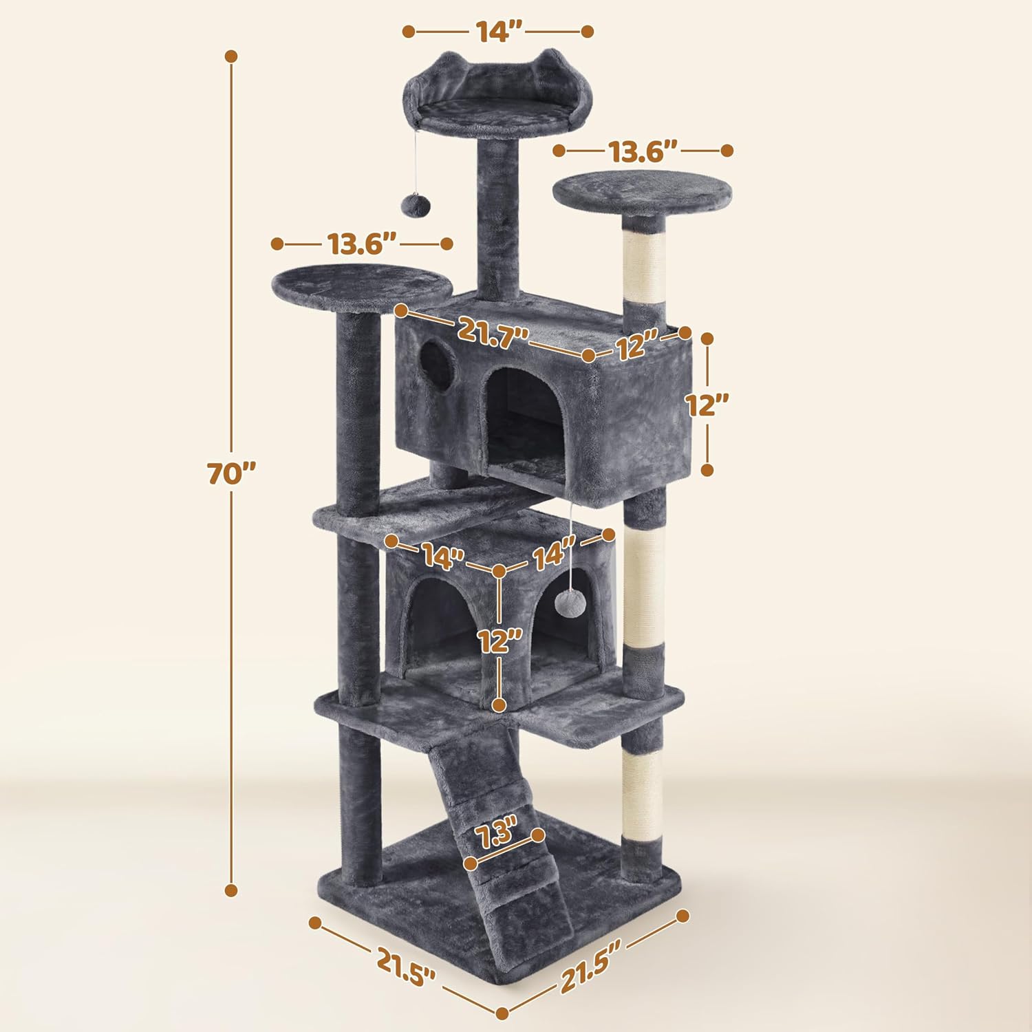 Detalle de Yaheetech Cat Tree, 70-Inch