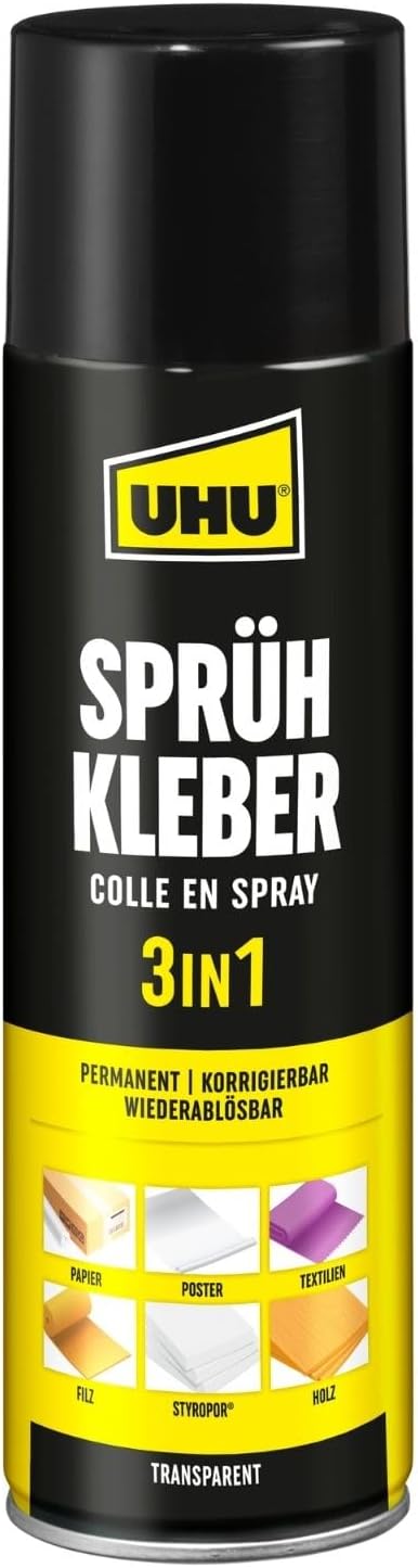 Thumbnail 5 de Uhu 48900 Sprühkleber 3 in 1 Permanent – Korrigierbar und Wiederablösbar, 200 ml