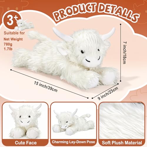 Detalle 2 de Highland Cow Heatable Weighted Plush with Lavender Scent by HBPLN