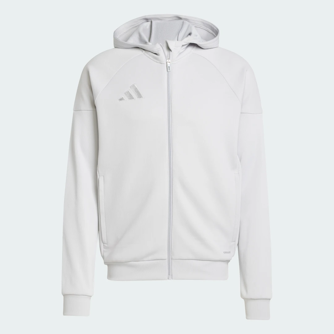Detalle 2 de Chaqueta con capucha Tiro 25 de Adidas: comodidad urbana en gris
