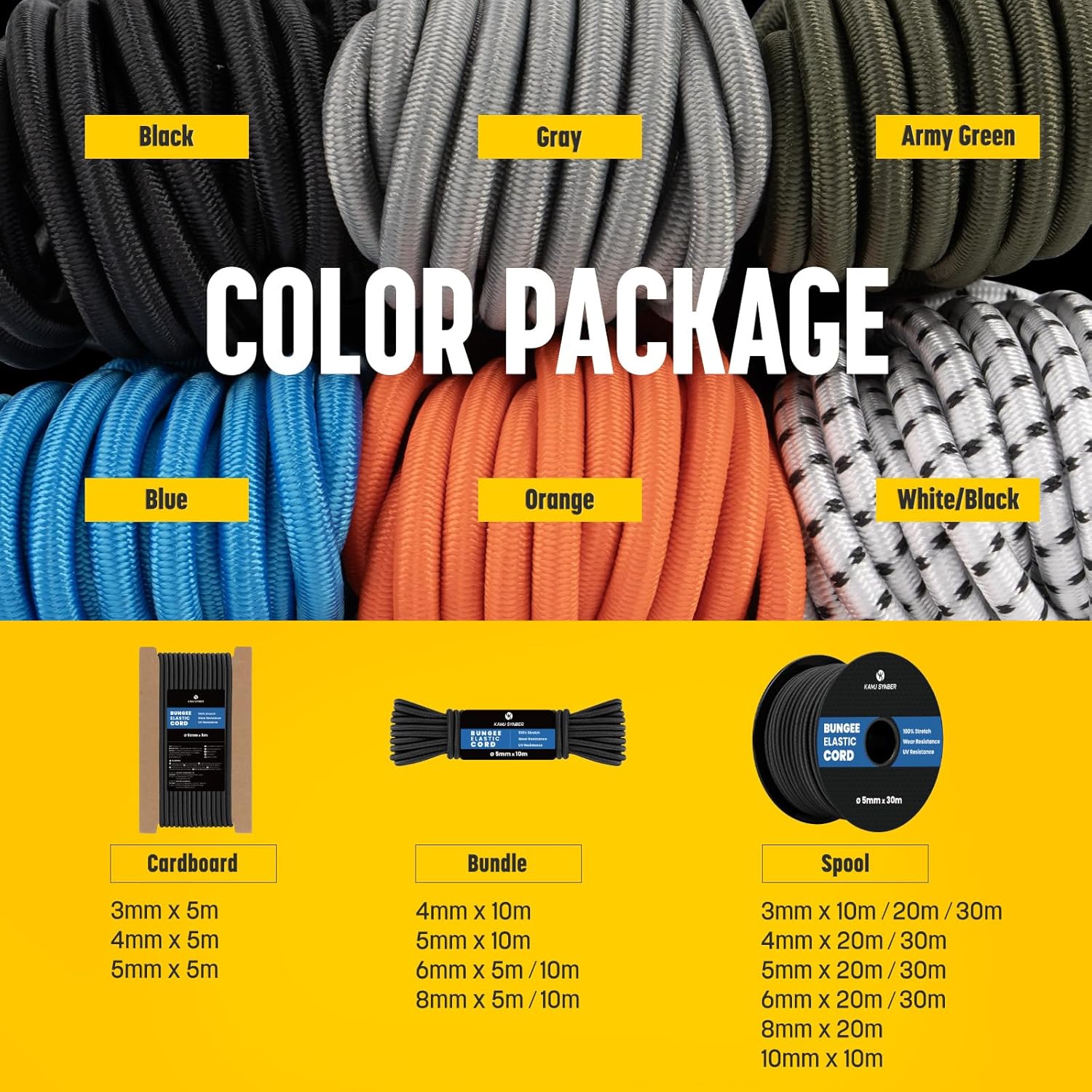 Thumbnail 4 de Kamu Synber 5mm x 5m Bungee Cord: Durable Elastic Shock Cord for Outdoor Use