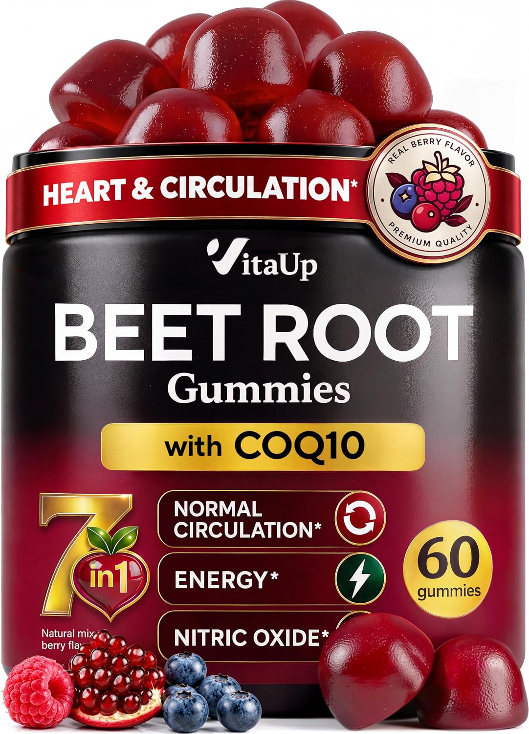 Detalle de VitaUp Beet Root Gummies with CoQ10, Grape Seed and Vitamins, 60 Chews