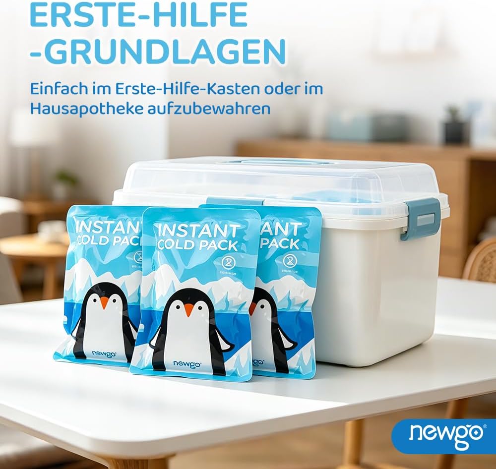Detalle de NEWGO Einweg Sofort-Kälte-Kompresse mit Elastischem Band (12 Stück) – 10 × 15 cm