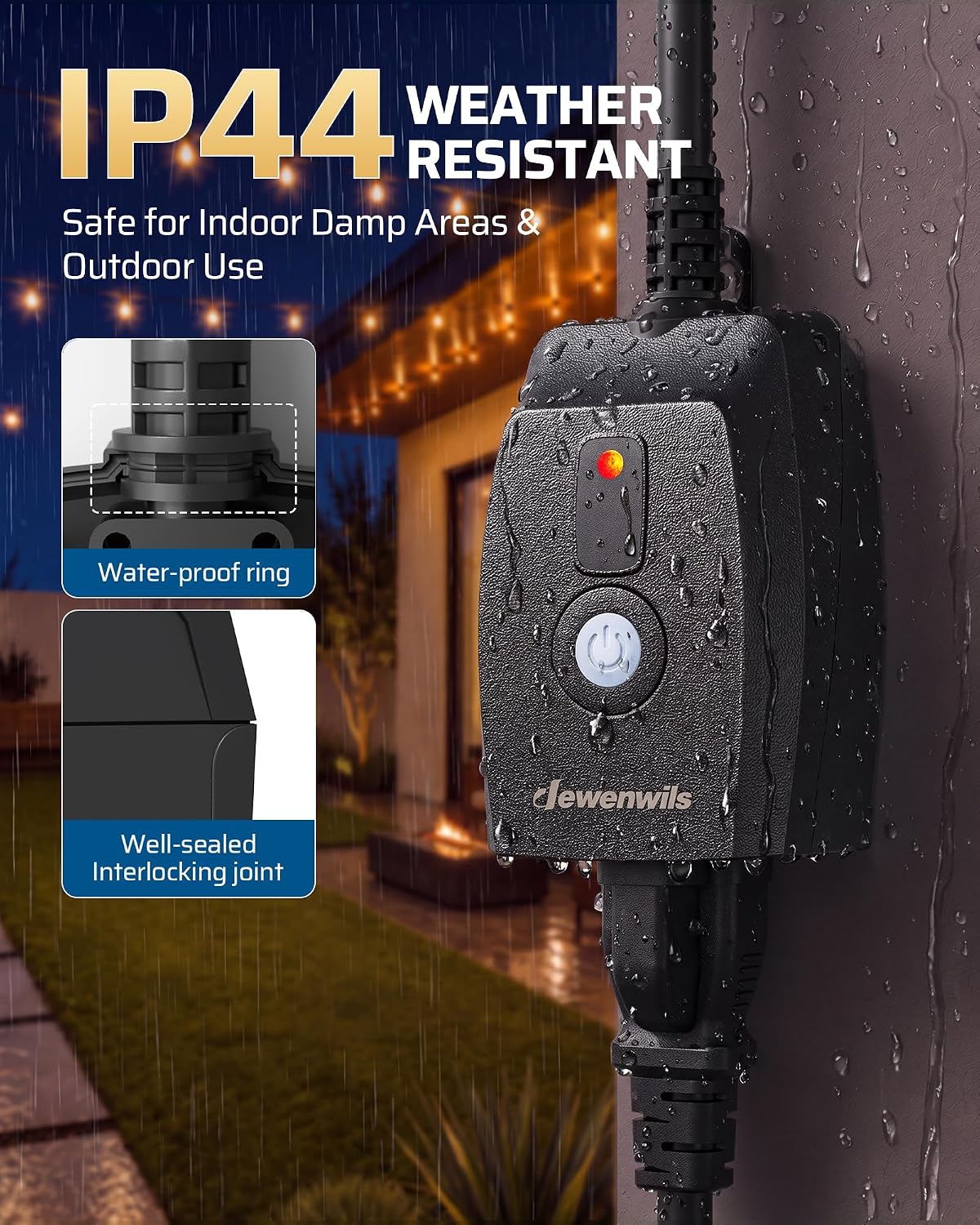 Detalle de DEWENWILS HORS11S Outdoor/Indoor Remote Control Outlet, 15A, 100 ft Range