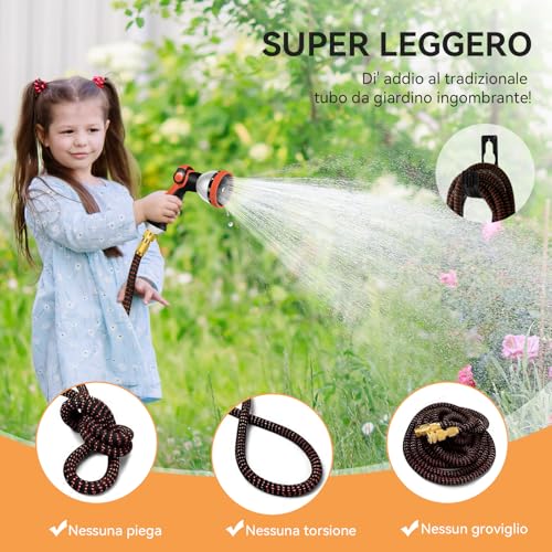 Thumbnail 6 de Yofidra Tubo Acqua Giardino Estensibile 30 m – 3/4"-1/2", 10 getti, Tessuto 3450D, 3 strati di lattice