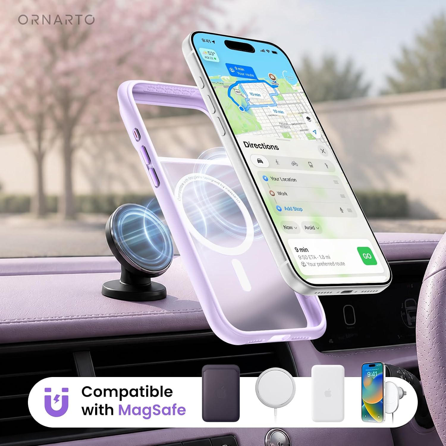 Thumbnail 6 de ORNARTO iPhone 18 Pro Case for MagSafe, Pastel Lilac Translucent Matte