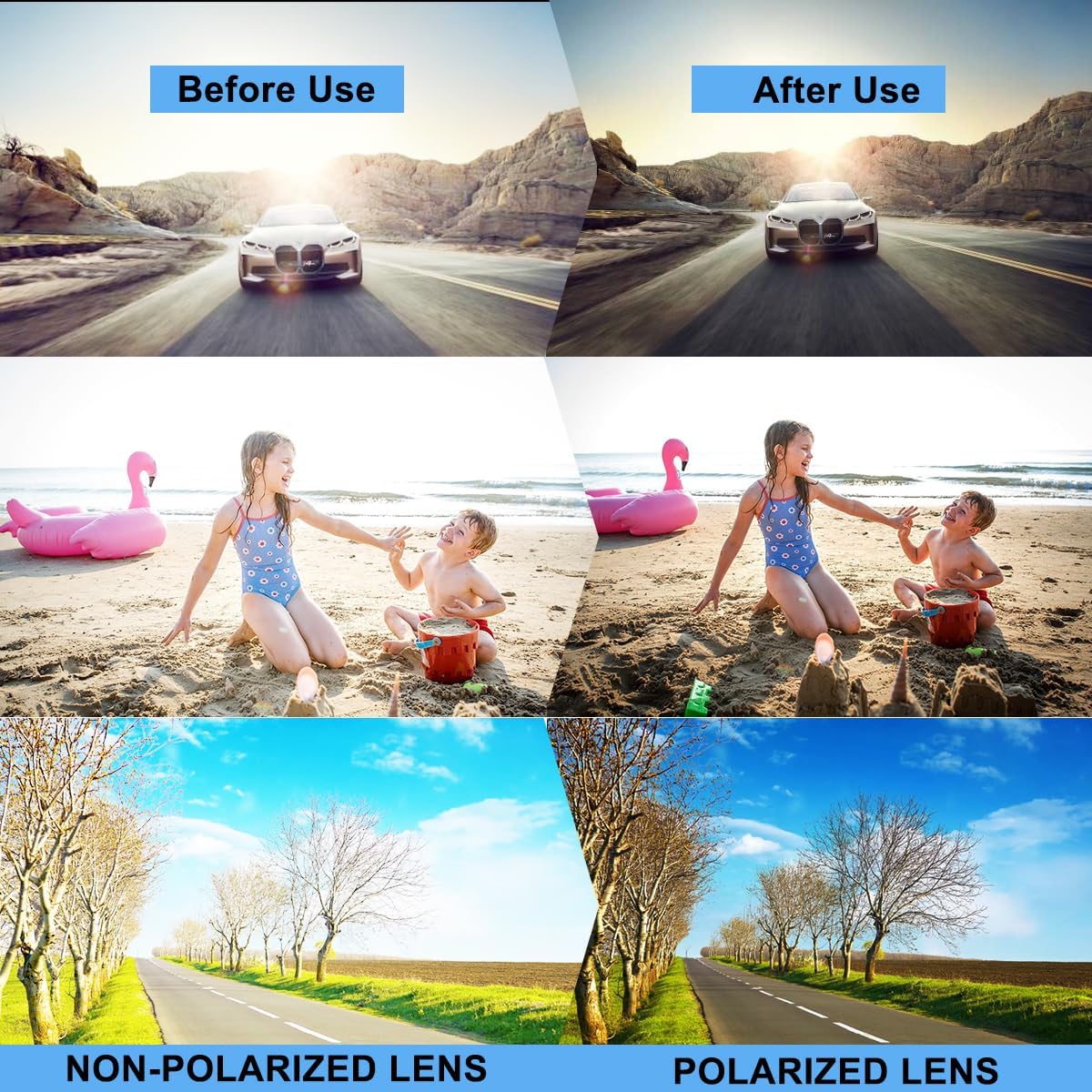 Detalle de BONDDI Occhiali da sole sportivi polarizzati UV400 TR90 per ciclismo, guida, golf, sci, pesca e corsa