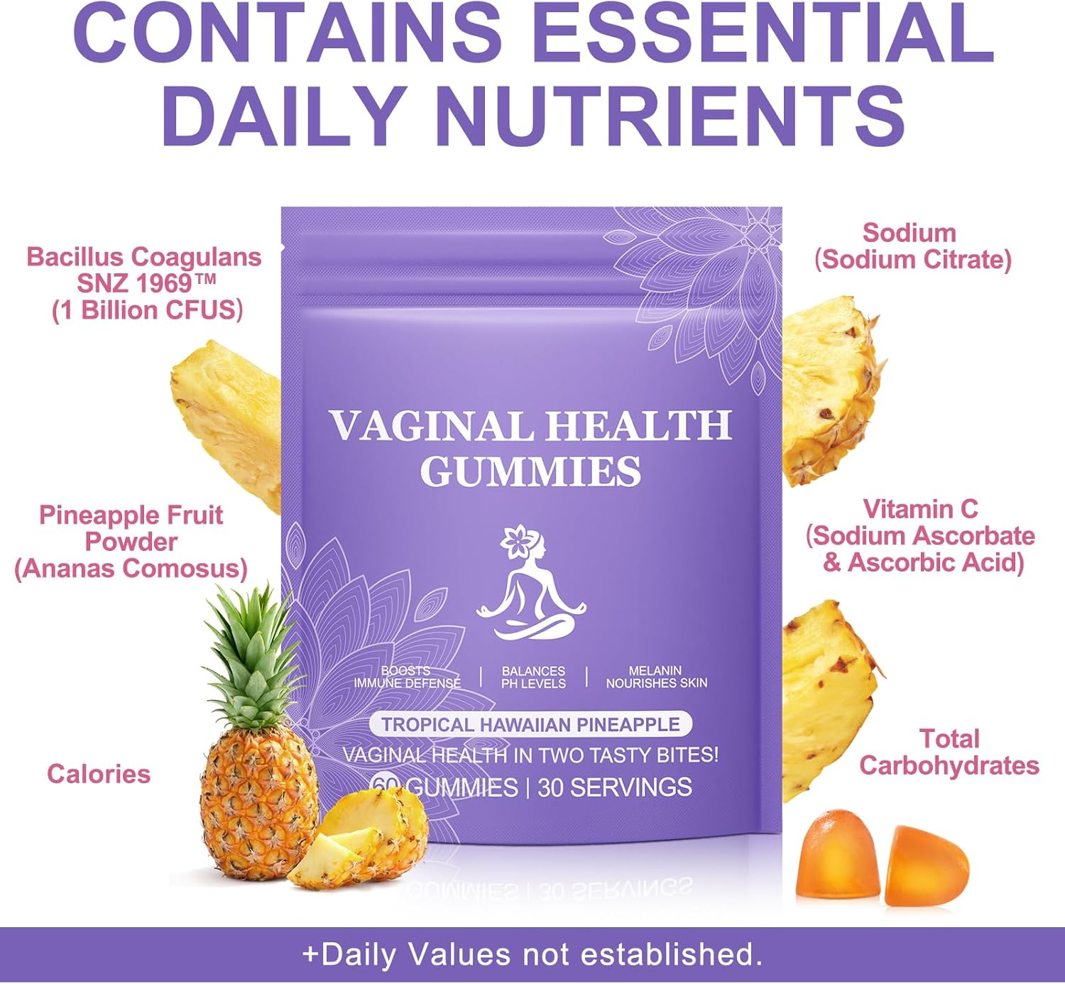 Detalle 2 de Gummies Équilibre Féminin Saveur Ananas — douceur et facilité d’utilisation