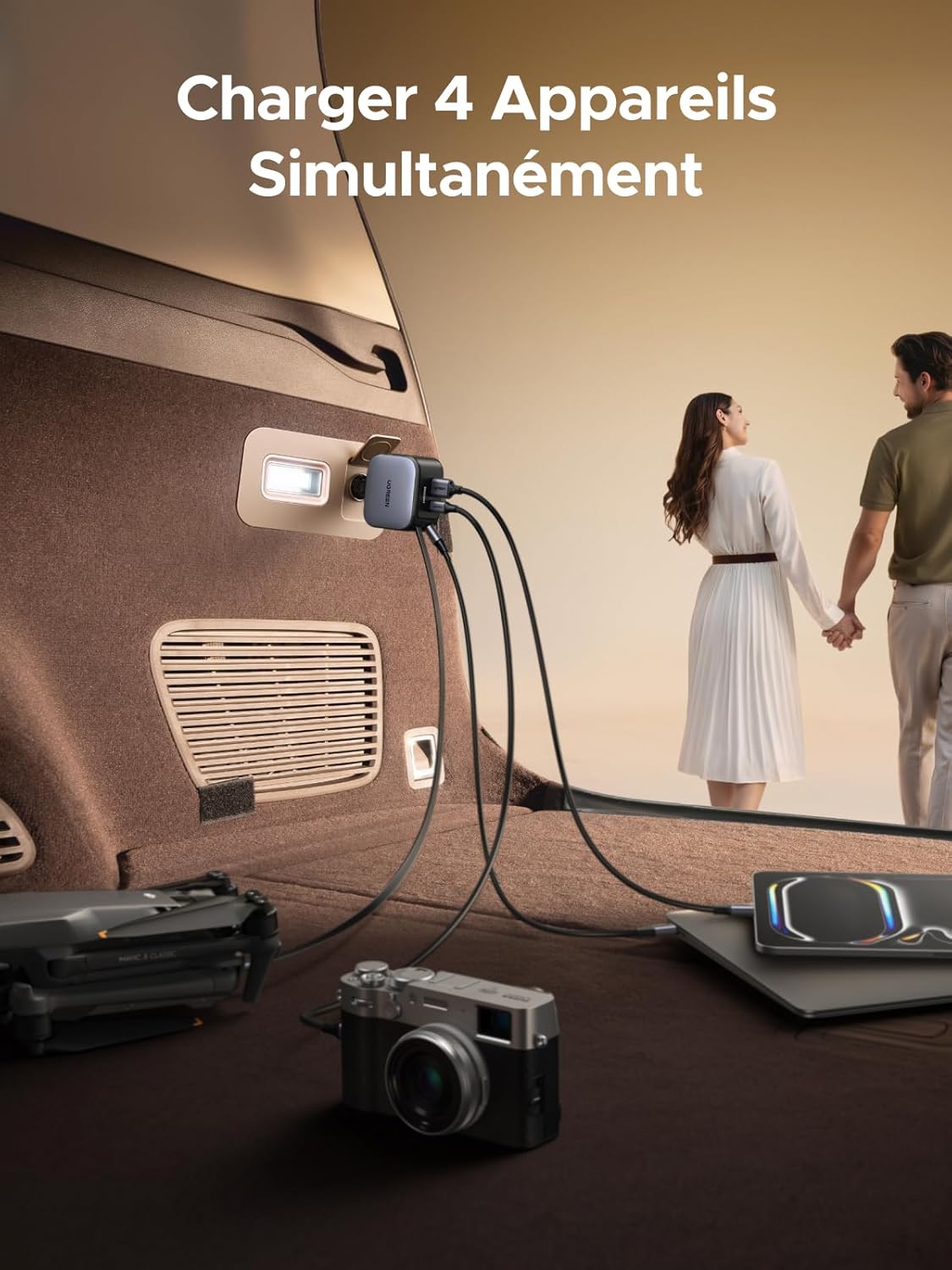 Thumbnail 5 de UGREEN Nexode 145W 4 en 1 Chargeur Allume-Cigare Rétractable – USB-C/USB-A pour iPhone, MacBook et plus