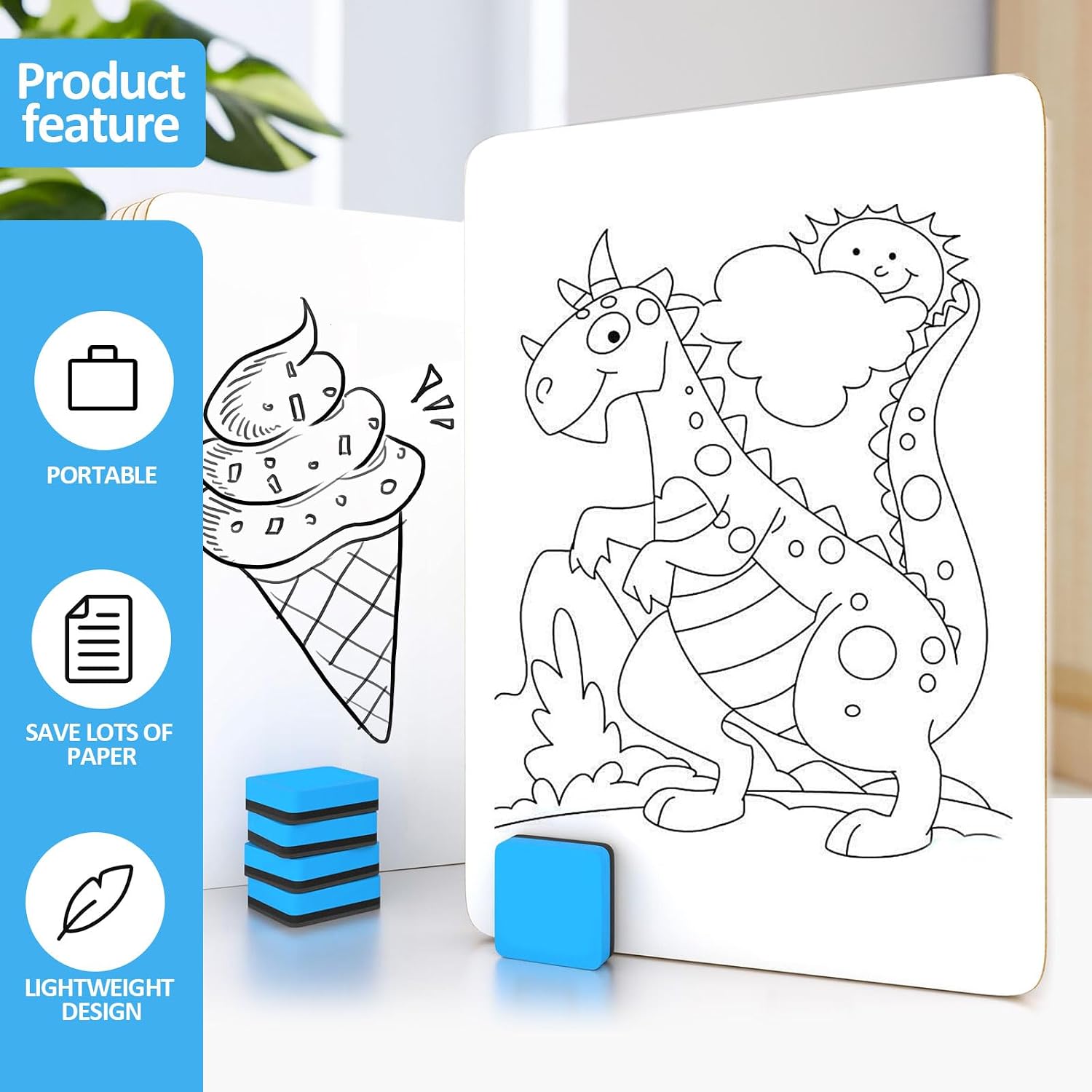 Detalle 1 de PANDRI BOARD+ERASE SET Double-Sided Dry Erase Boards, 6-Pack, 12.5 x 9 Inch
