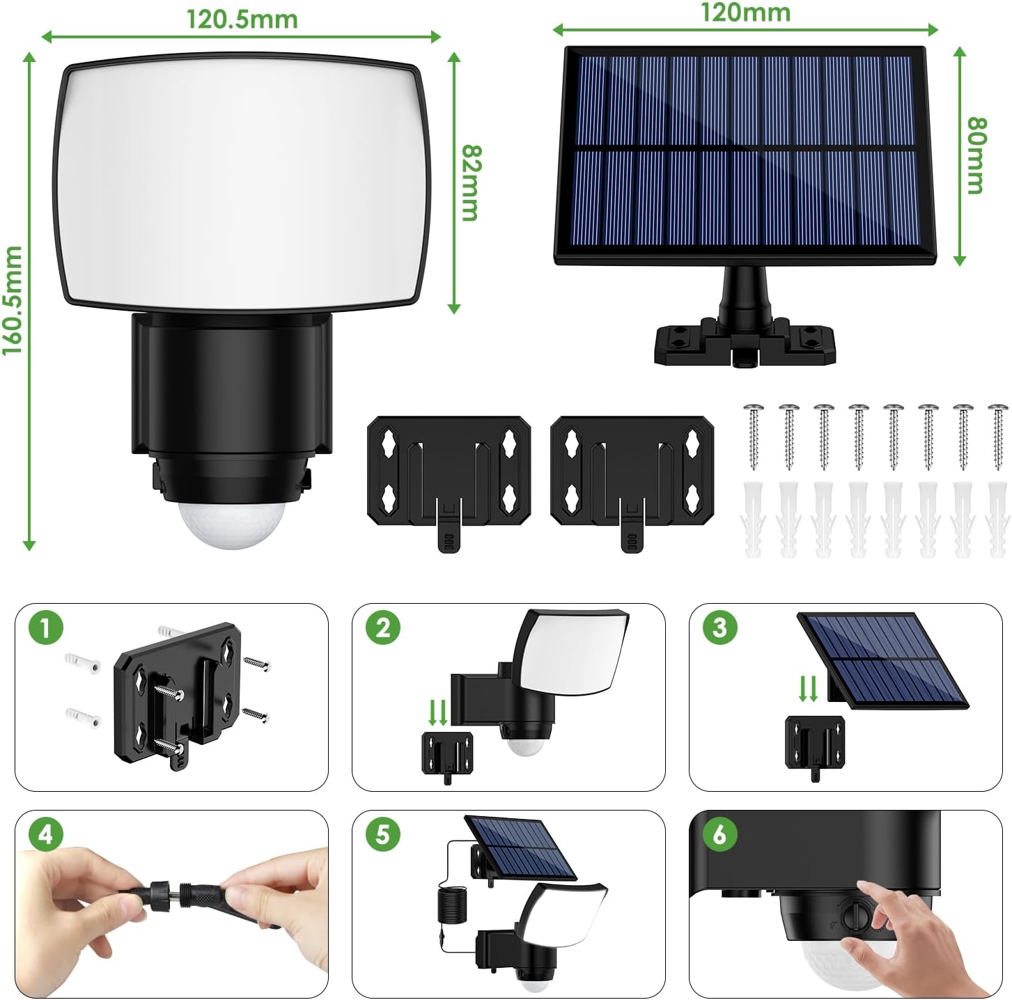 Detalle de Solarlampen für Außen mit Fernbedienung – 115 LEDs, Bewegungsmelder, 3 Farbtemperaturen