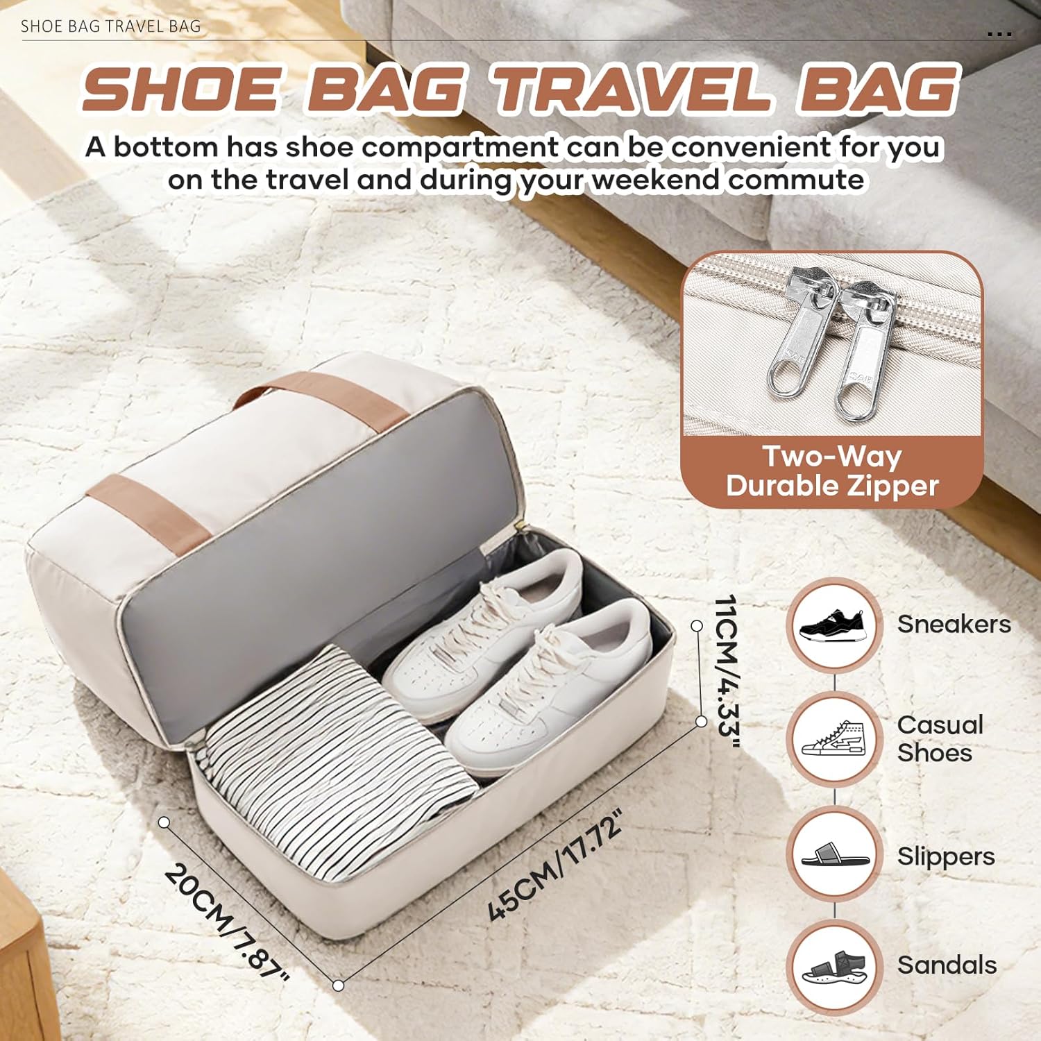 Thumbnail 3 de Easyjet Underseat Cabin Bag 45x36x20 cm (Beige Brown) – 32L Weekender with Wet Pocket and Shoe Compartment