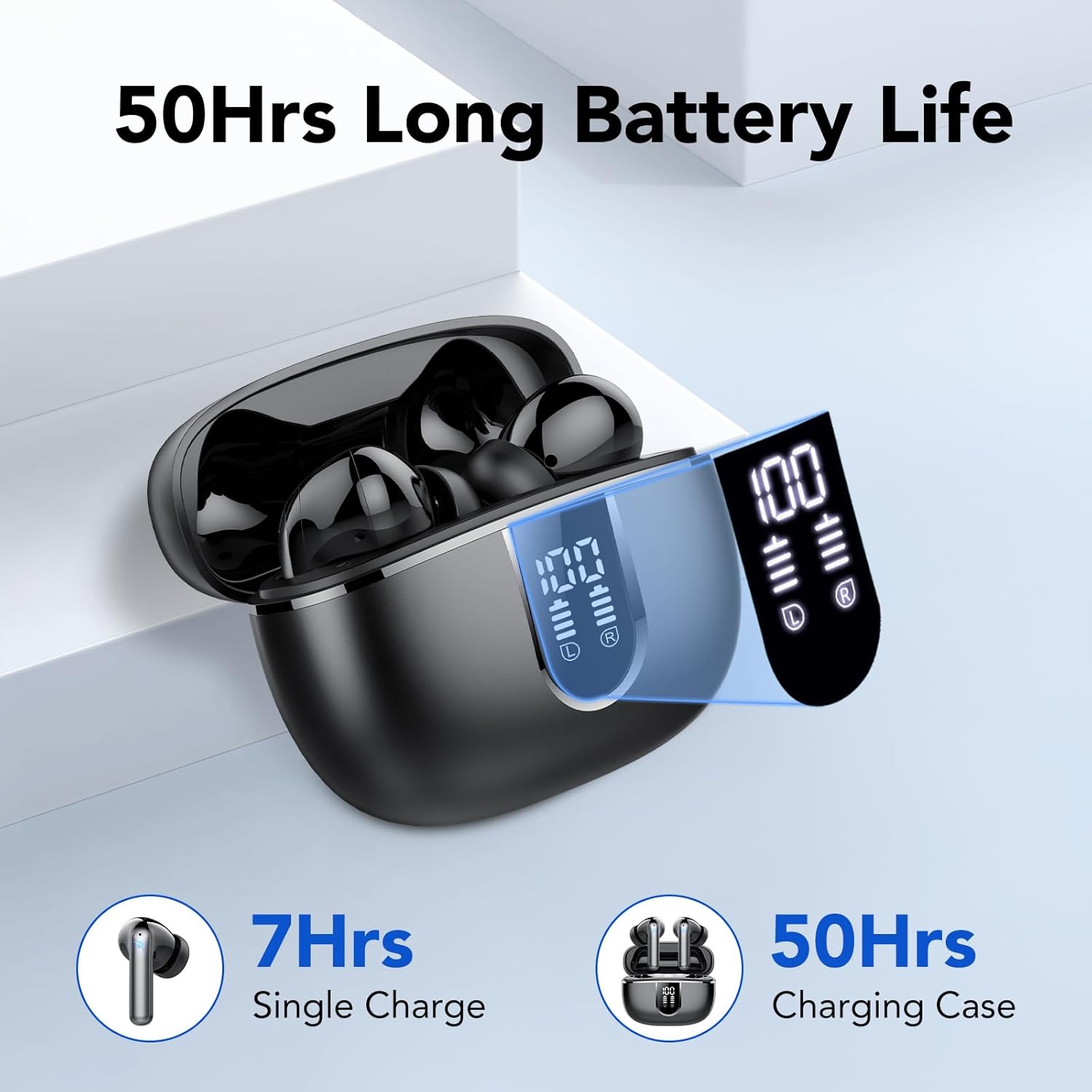 Thumbnail 2 de TIMU 2026 Écouteurs Bluetooth 5,4 avec ENC, 50 h, IPX7 et basses renforcées (noir)