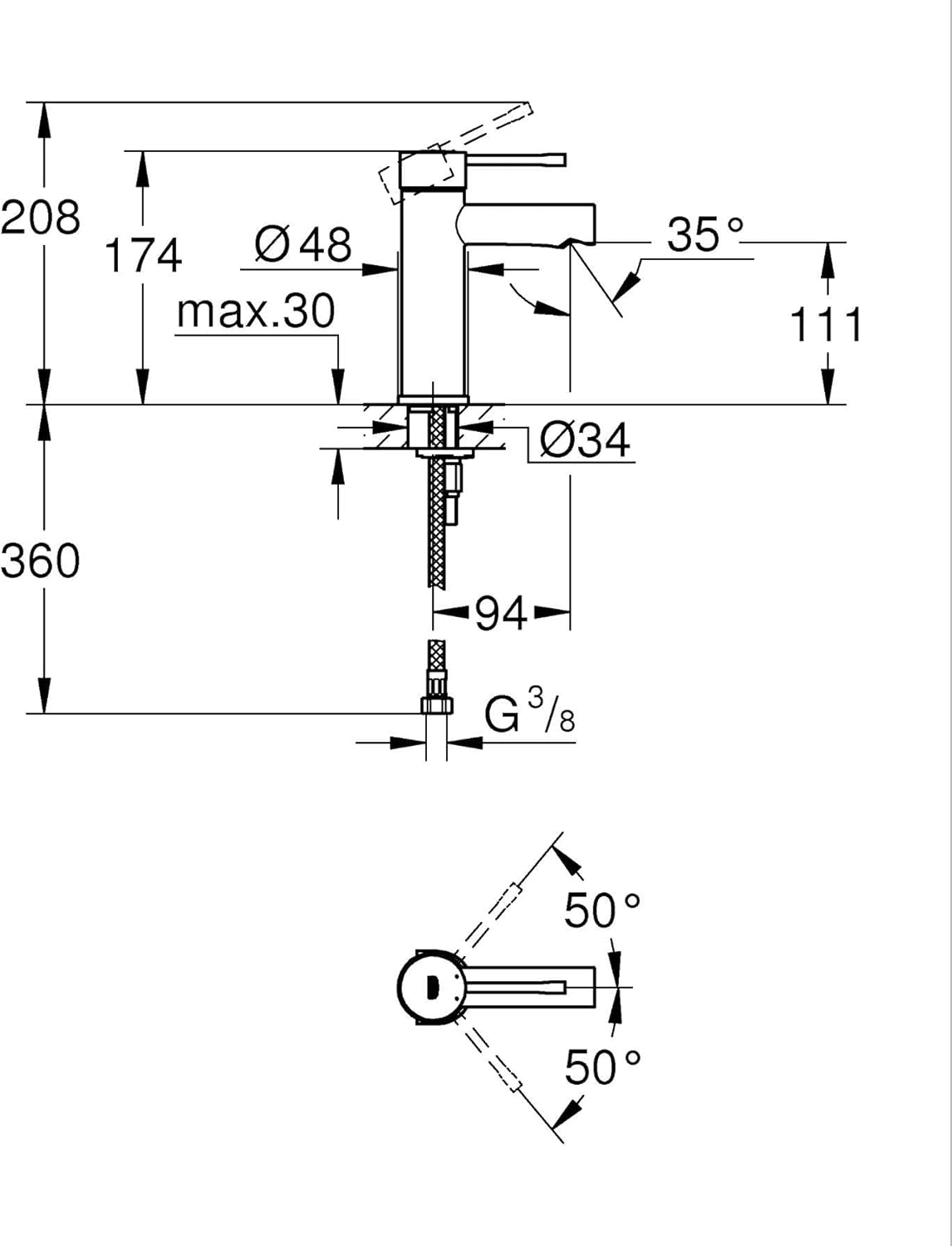 Thumbnail 1 de GROHE Essence Rubinetto Monocomando Lavabo con Piletta Click Clack, Bocca Fissa, Cromo 34294001