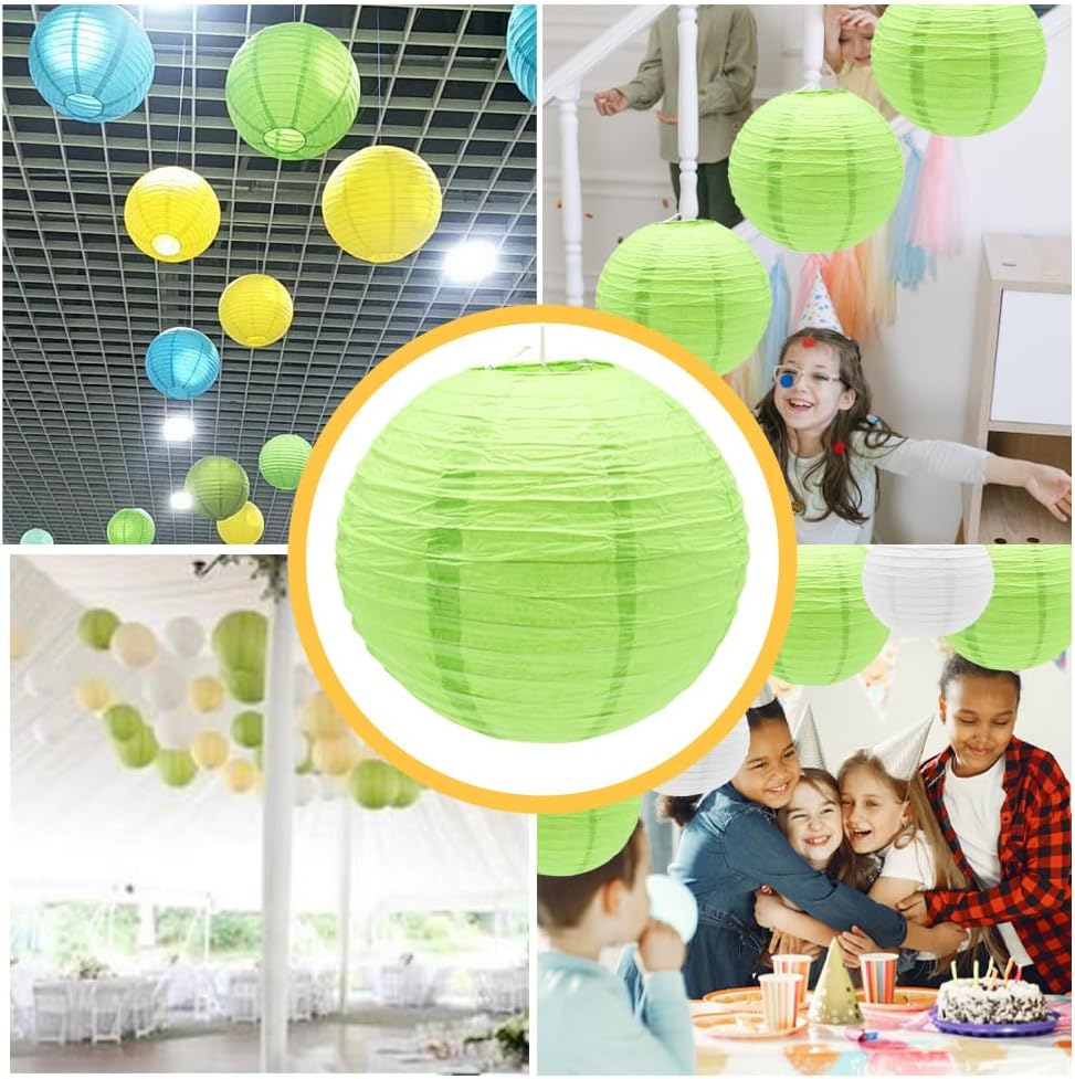 Thumbnail 5 de Ruidee 6-pack Green 12in Round Hanging Paper Lanterns for Birthday, Wedding & Parties