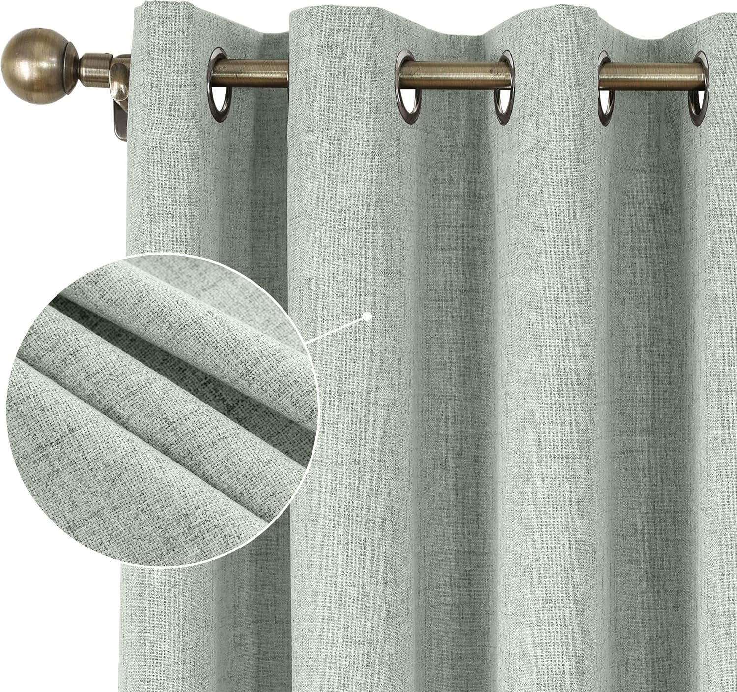 Thumbnail 6 de CUCRAF 100% Blackout Curtains in Greyish Green, 52x108 Inch (Two Panels) with Eyelet Fittings