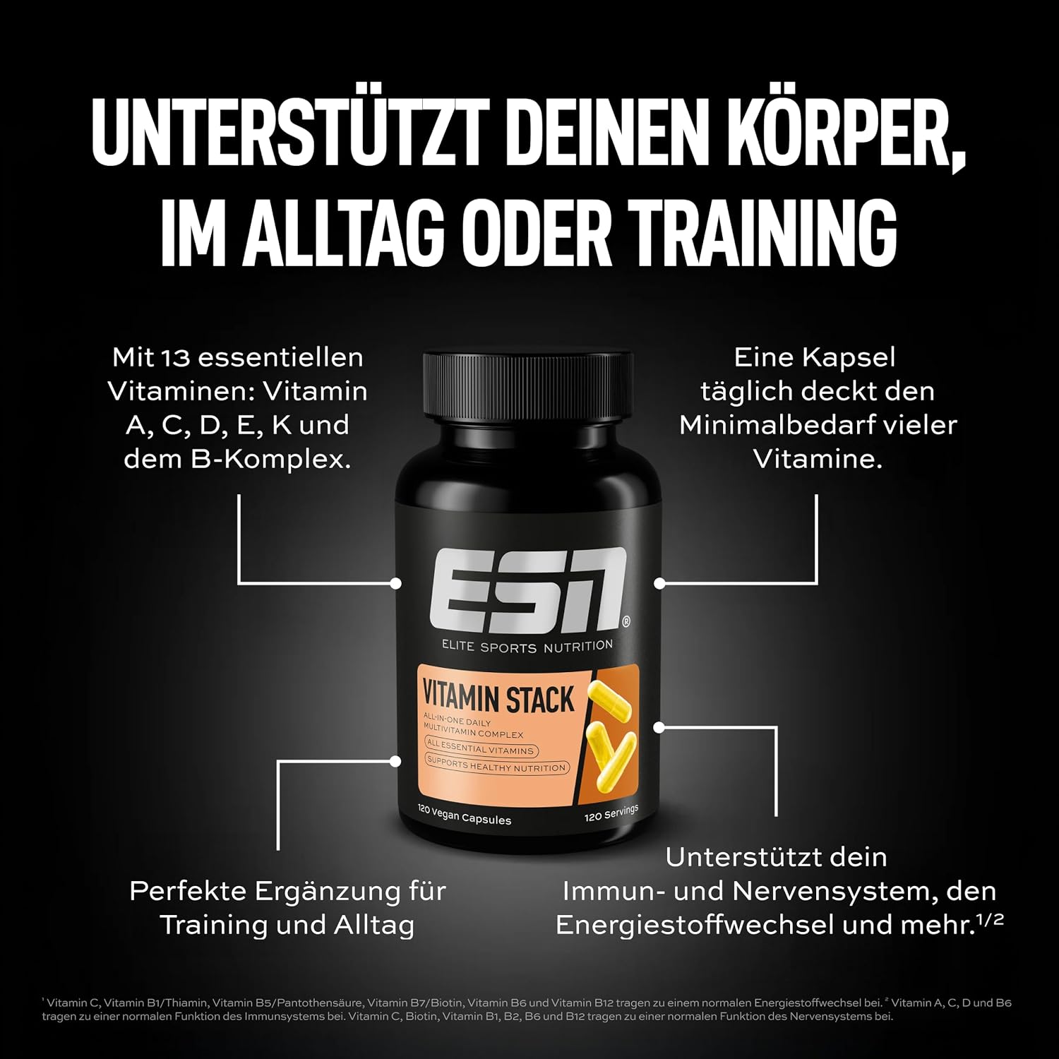 Thumbnail 4 de ESN Vitamin Stack Multivitamin 120 Kapseln