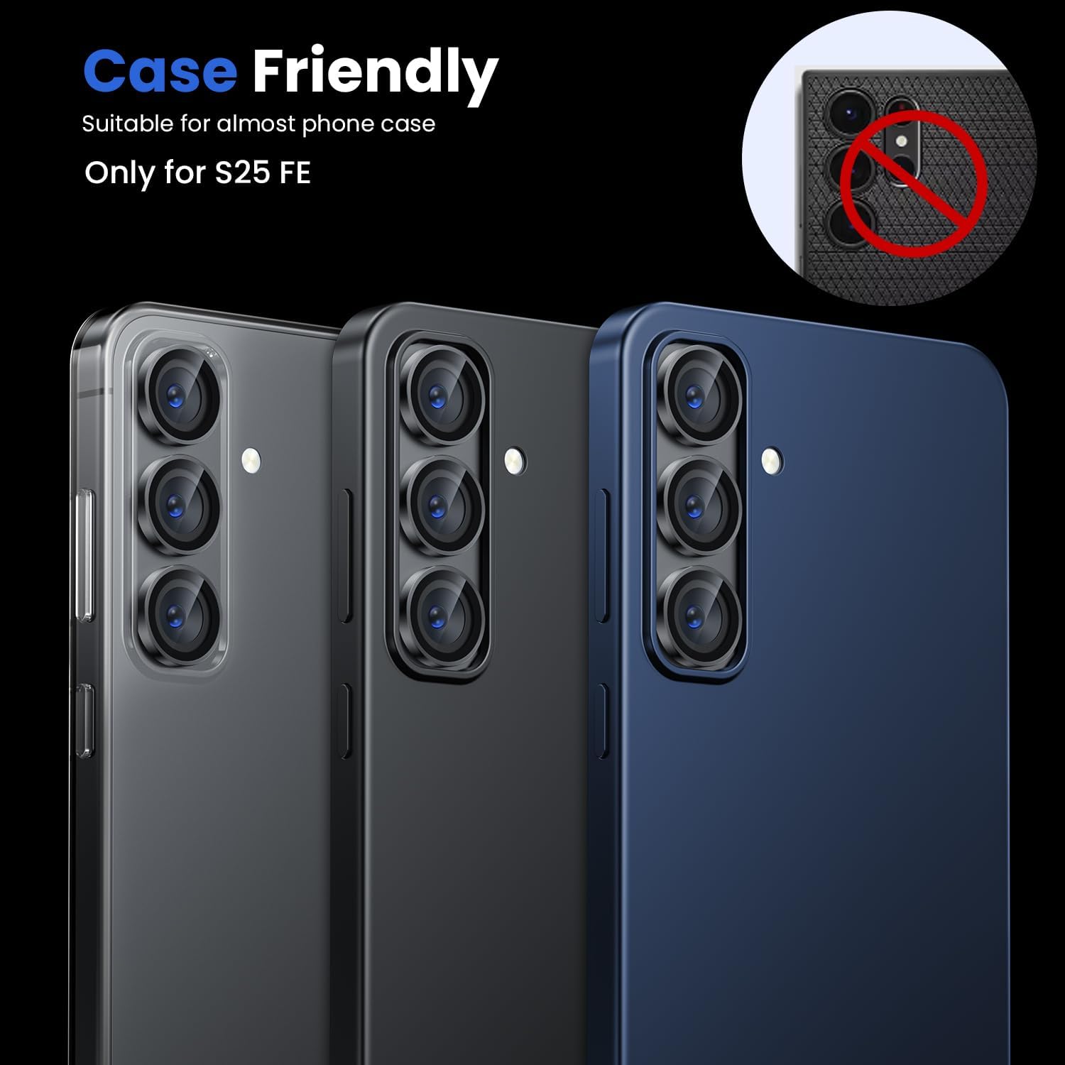 Thumbnail 4 de Hoerrye Galaxy S25 FE Camera Lens Protector — Space-Grade Titanium, 9H Tempered Glass