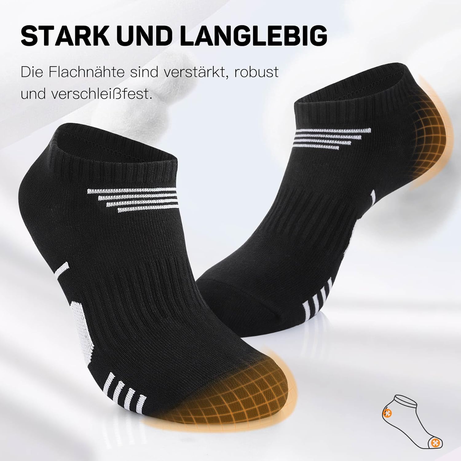 Detalle 2 de NUOZA Sneaker Socken – 10 Paar, kurz, Baumwolle, atmungsaktiv, Größe 35–50