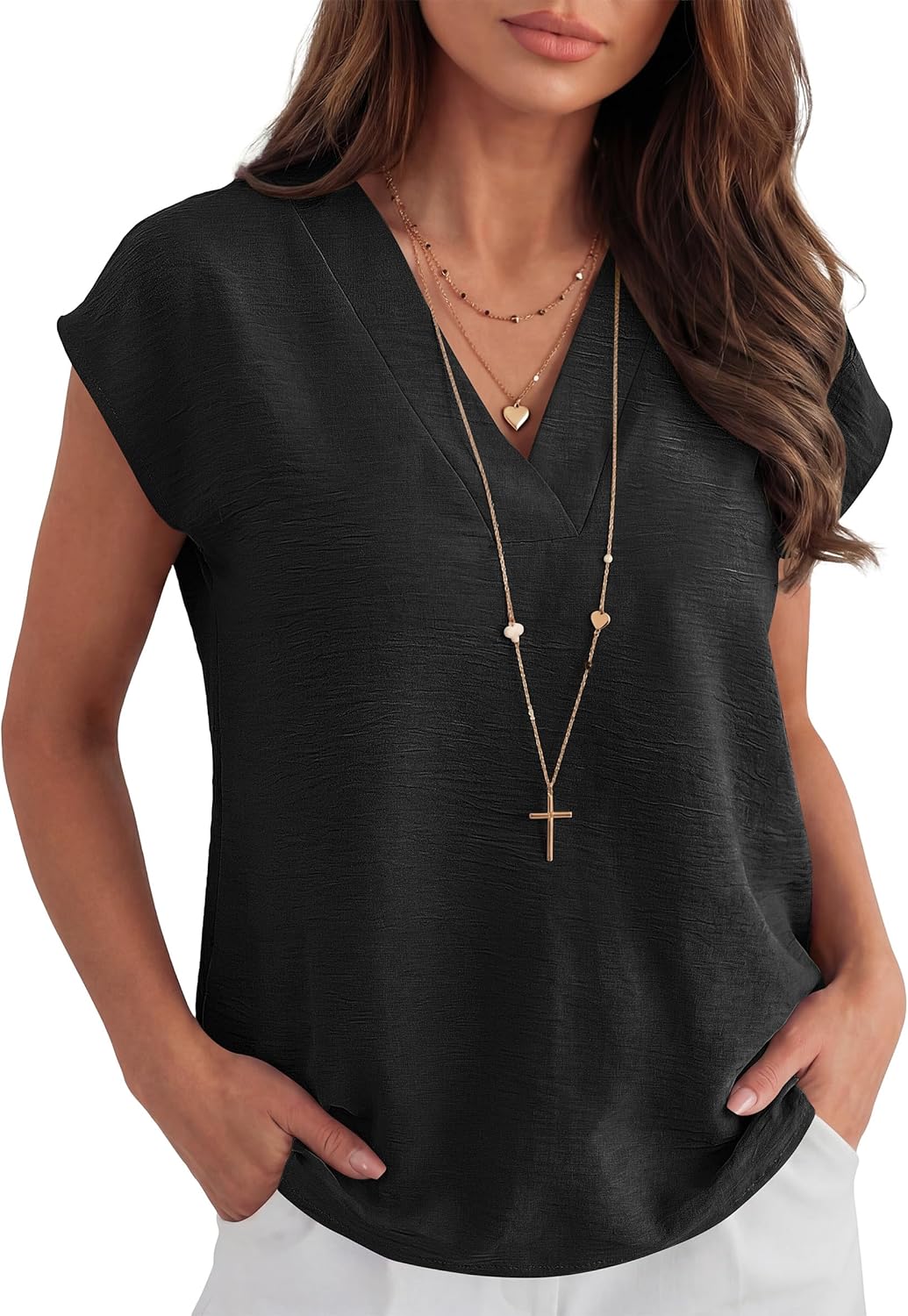 Thumbnail 1 de ANRABESS Cap Sleeve V Neck Top S–XXL