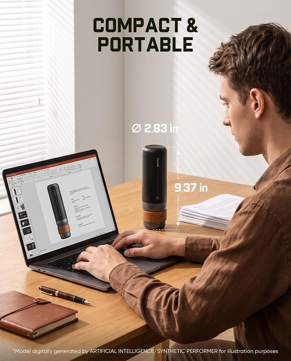 Detalle de Fanttik Cafein 11 Portable Coffee Machine: Self-Heating, 20 Bar Espresso On The Go