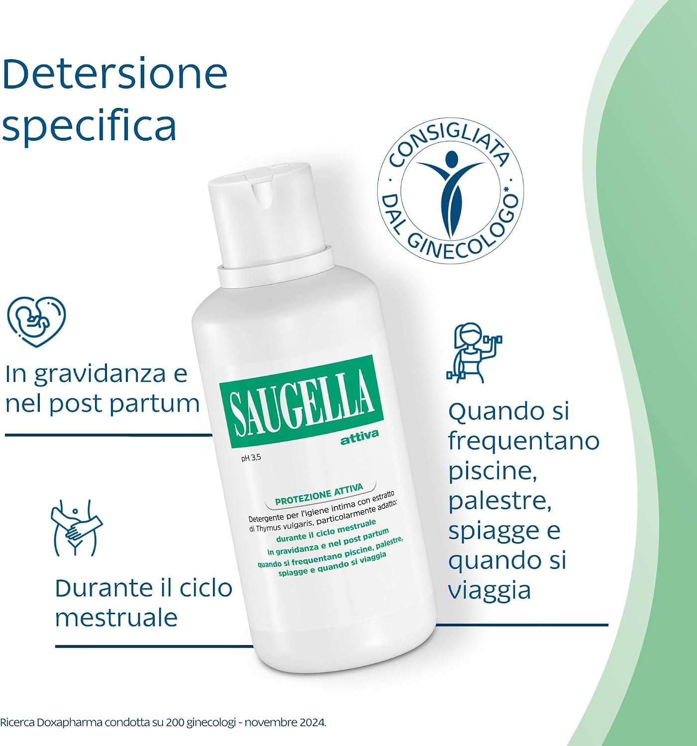 Detalle 2 de Saugella Attiva detergente intimo antibatterico pH 3,5 500 ml