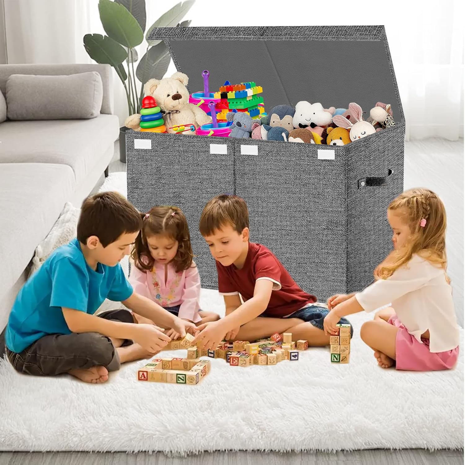 Thumbnail 2 de VERONLY Large Toy Box for Boys & Girls (Dark Grey) – Foldable, Durable Storage Chest