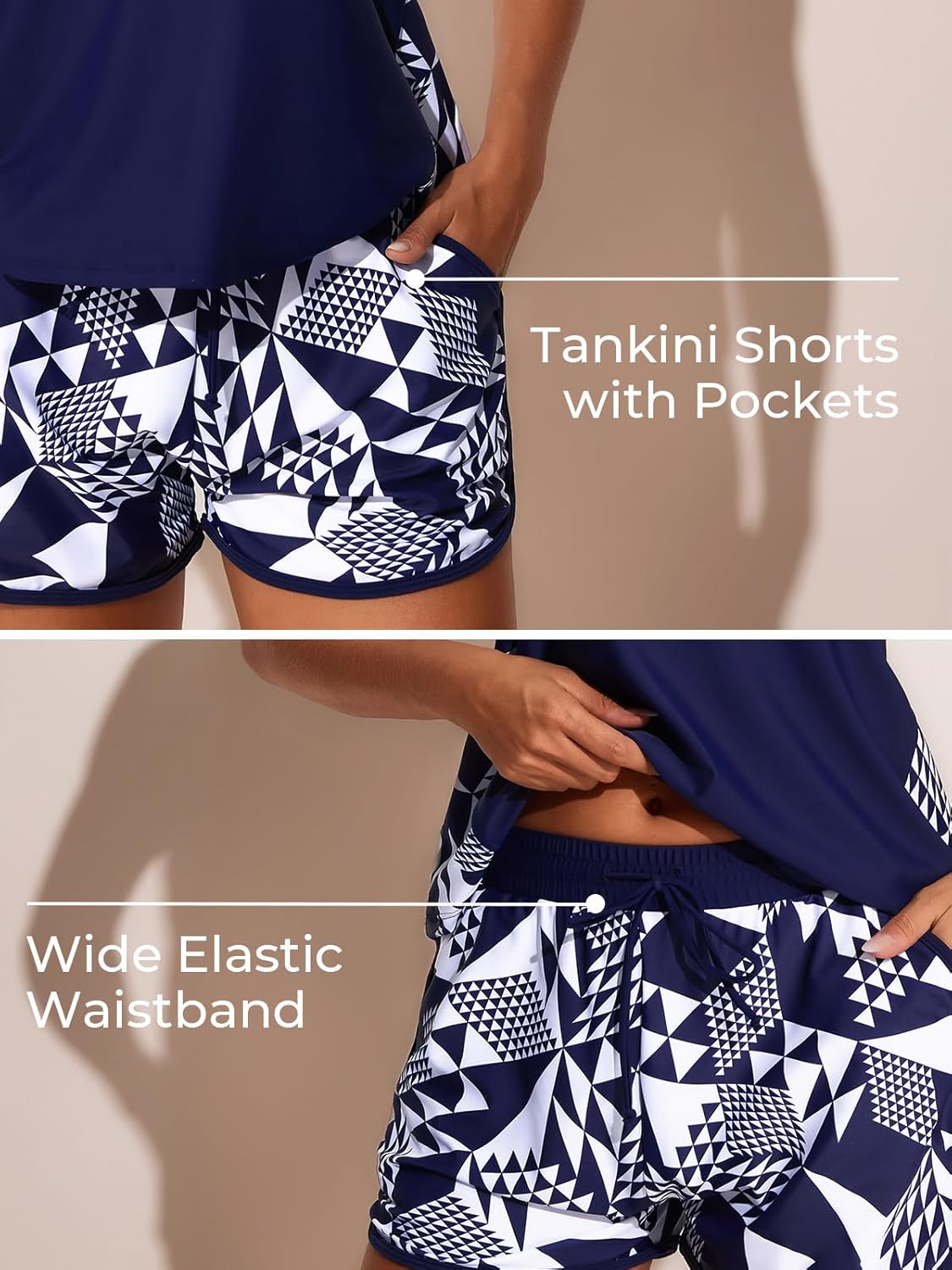 Thumbnail 4 de Summer Mae Blouson Tankini Swimsuits for Women (Tummy Control) Two-Piece with Swim Shorts & Pockets