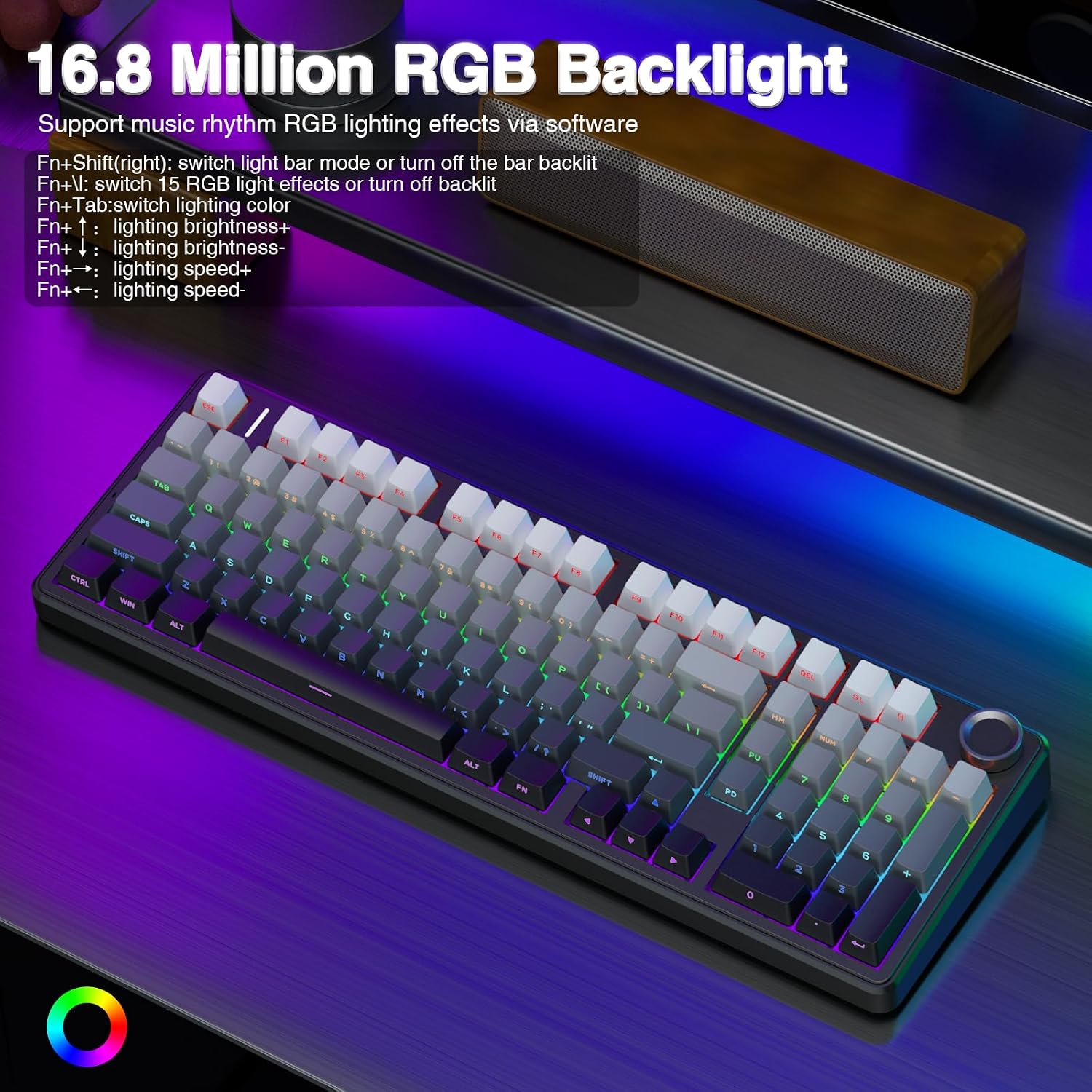 Thumbnail 3 de AULA F99 Pro Wireless Mechanical Keyboard (Knob, Tri-Mode BT5.0/USB-C/2.4GHz, Hot-Swappable, PBT)