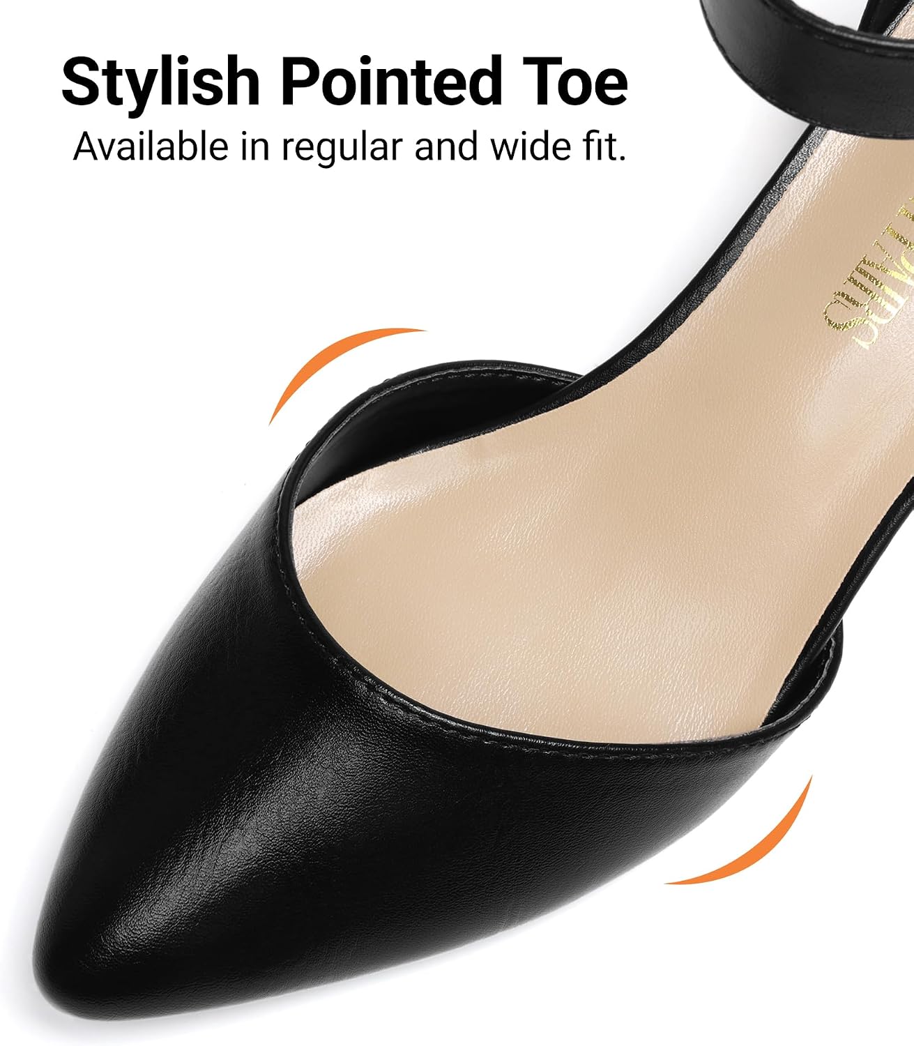 Detalle de DREAM PAIRS ANNEE pointed-toe low chunky heel pump shoes with adjustable buckle