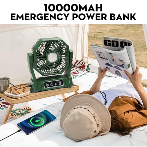 Thumbnail 6 de Multper Camping Ventilador con Luz LED y Control Remoto — Ventilador Recargable 4 Velocidades para Tienda y Exterior