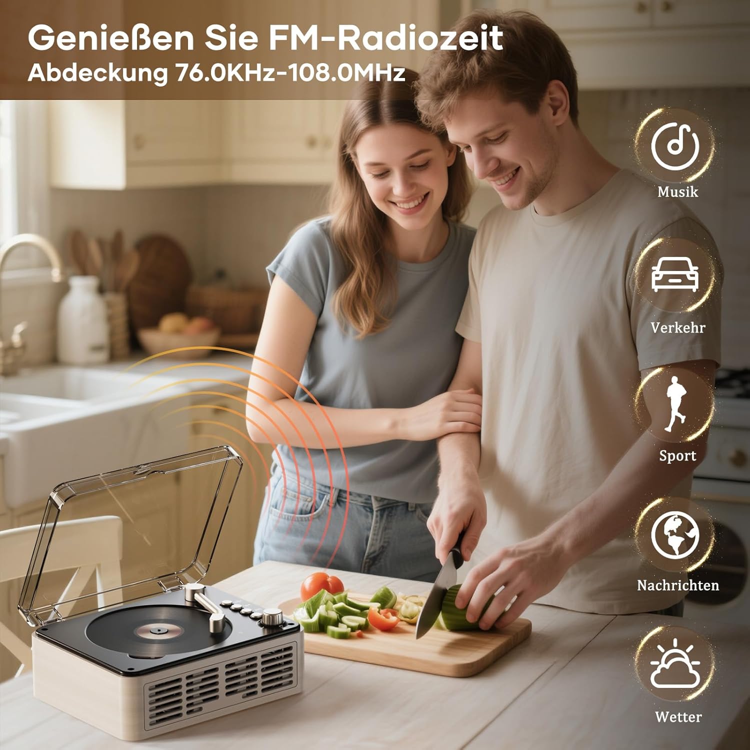 Detalle 2 de Tragbarer Bluetooth CD Player mit Fernbedienung (Timzeit) – Retro-CD-Spieler mit FM-Radio, USB/AUX und Kopfhörerausgang
