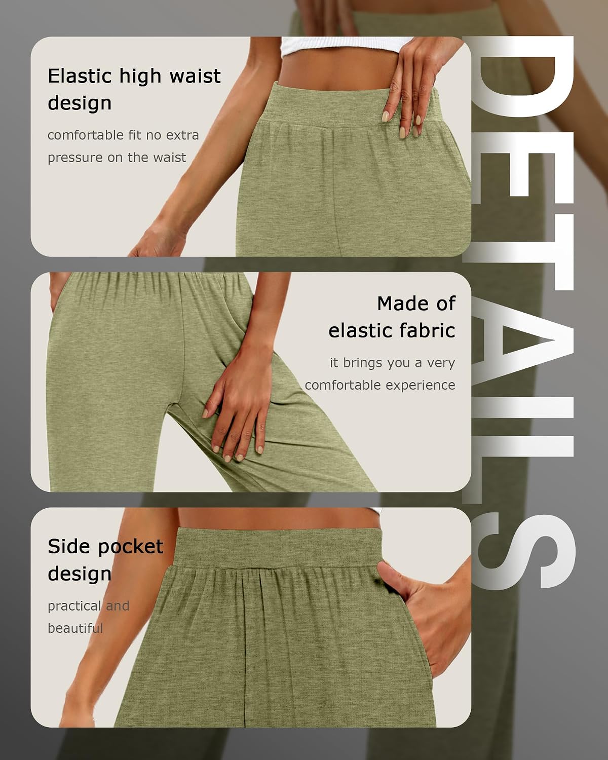 Detalle 2 de Huukeay 3 Pack Women's Lounge Pants 3-Pack